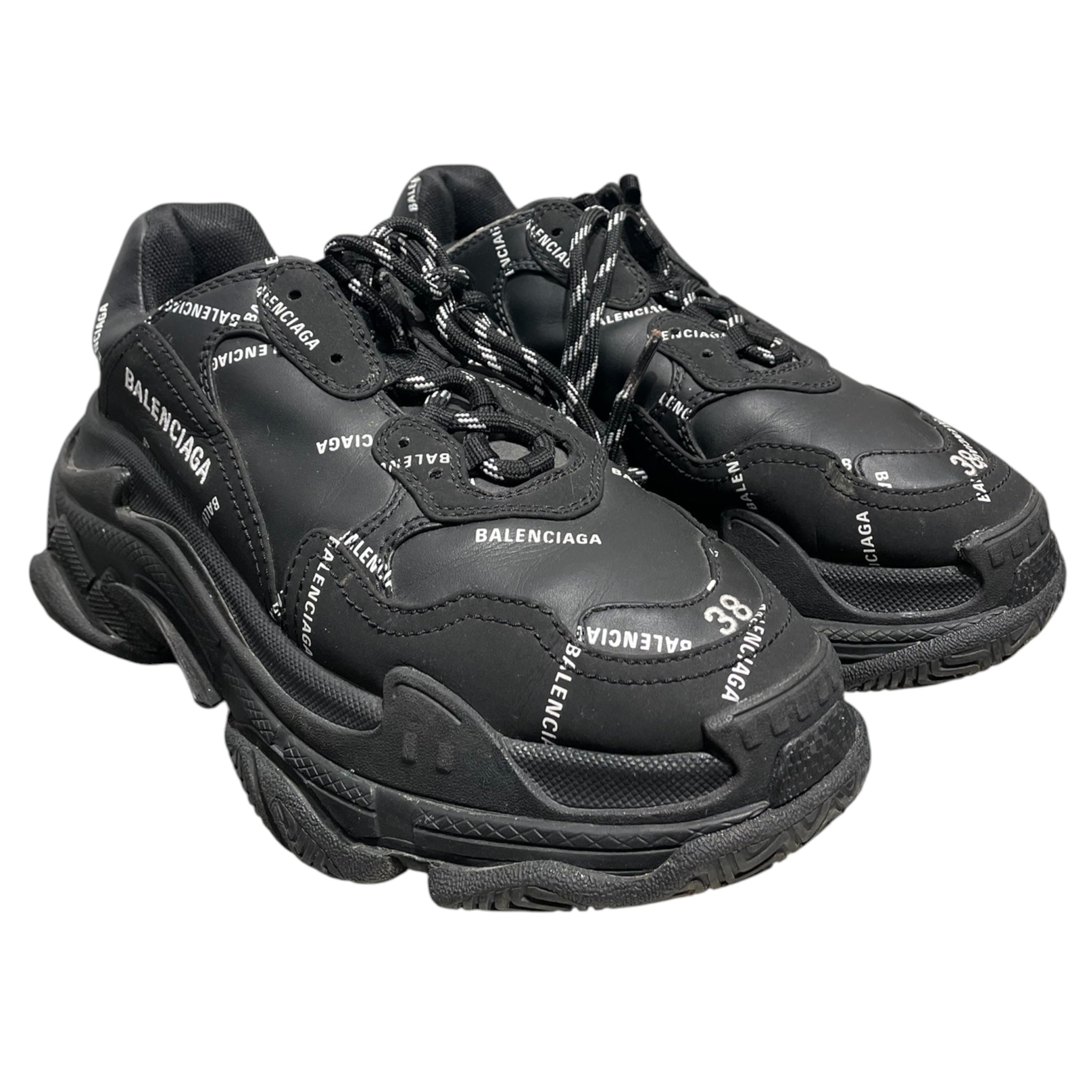 BALENCIAGA/Low-Sneakers/EU 38/All Over Print/BLK/TRIPLE S ALL OVER PRINT view 1