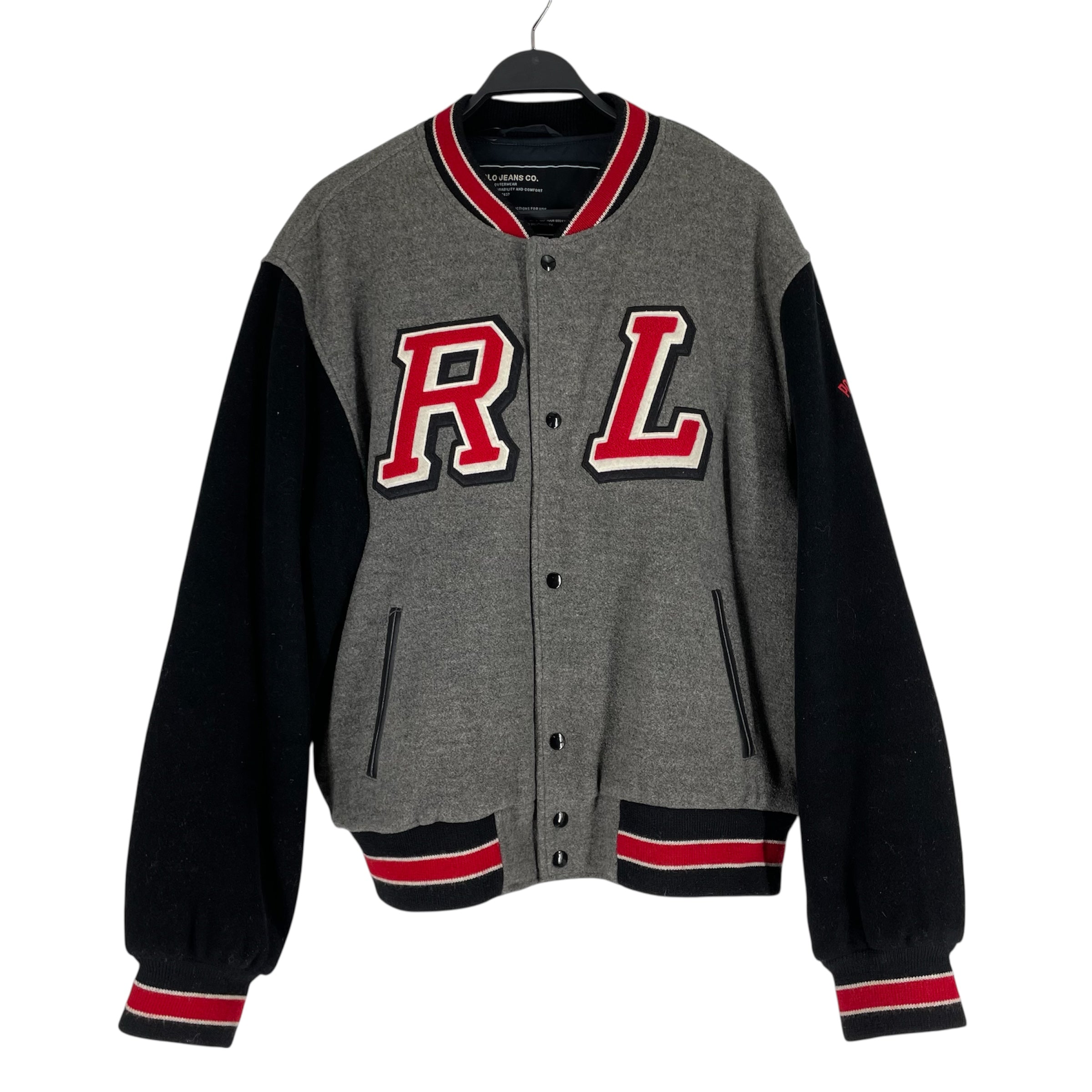 POLO RALPH LAUREN/Jacket/L/Polyester/BLK/POLO RL VARSITY view 1