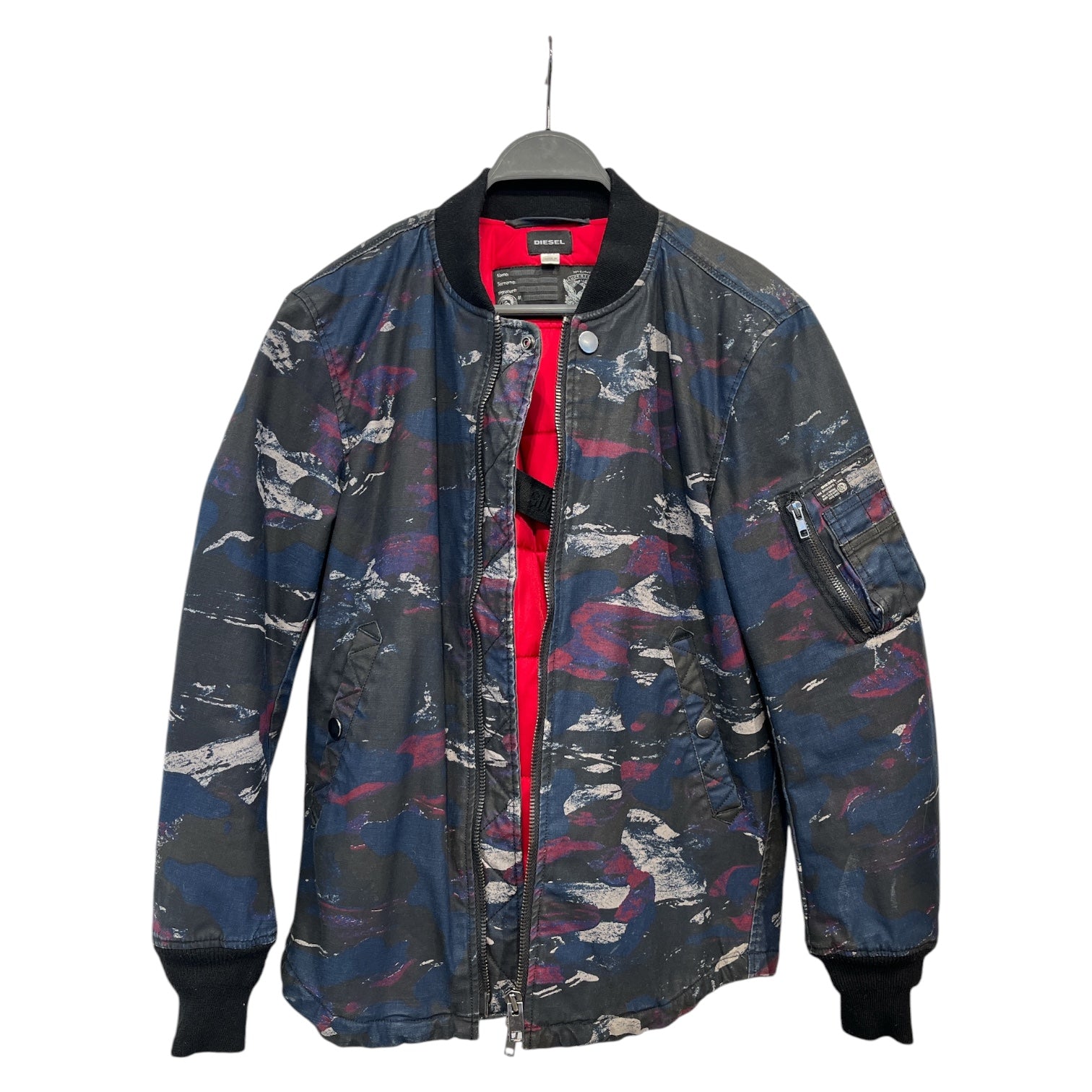 DIESEL/Windbreaker/S/Nylon/BLK/All Over Print/white/red camo view 1