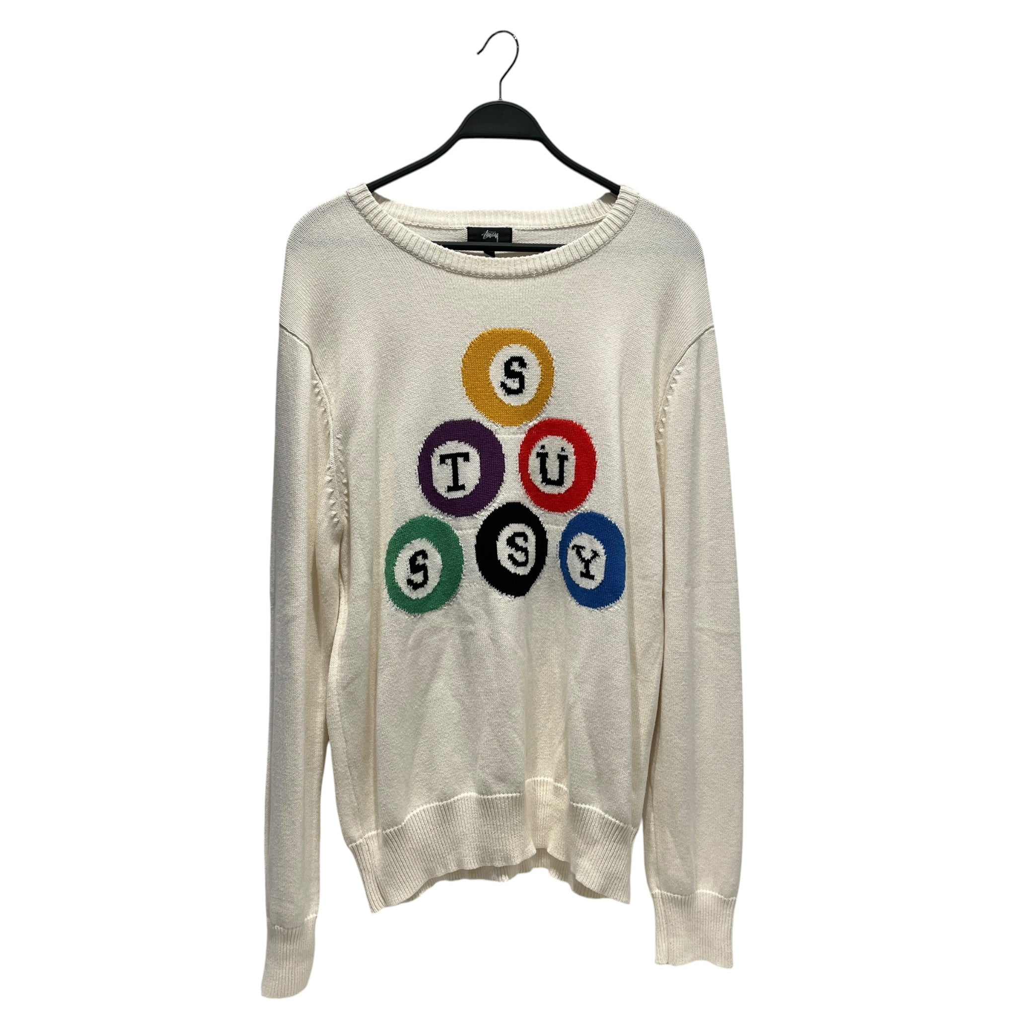 STUSSY/Sweater/L/Graphic/Cotton/WHT/Pullover/BILLIARD view 1