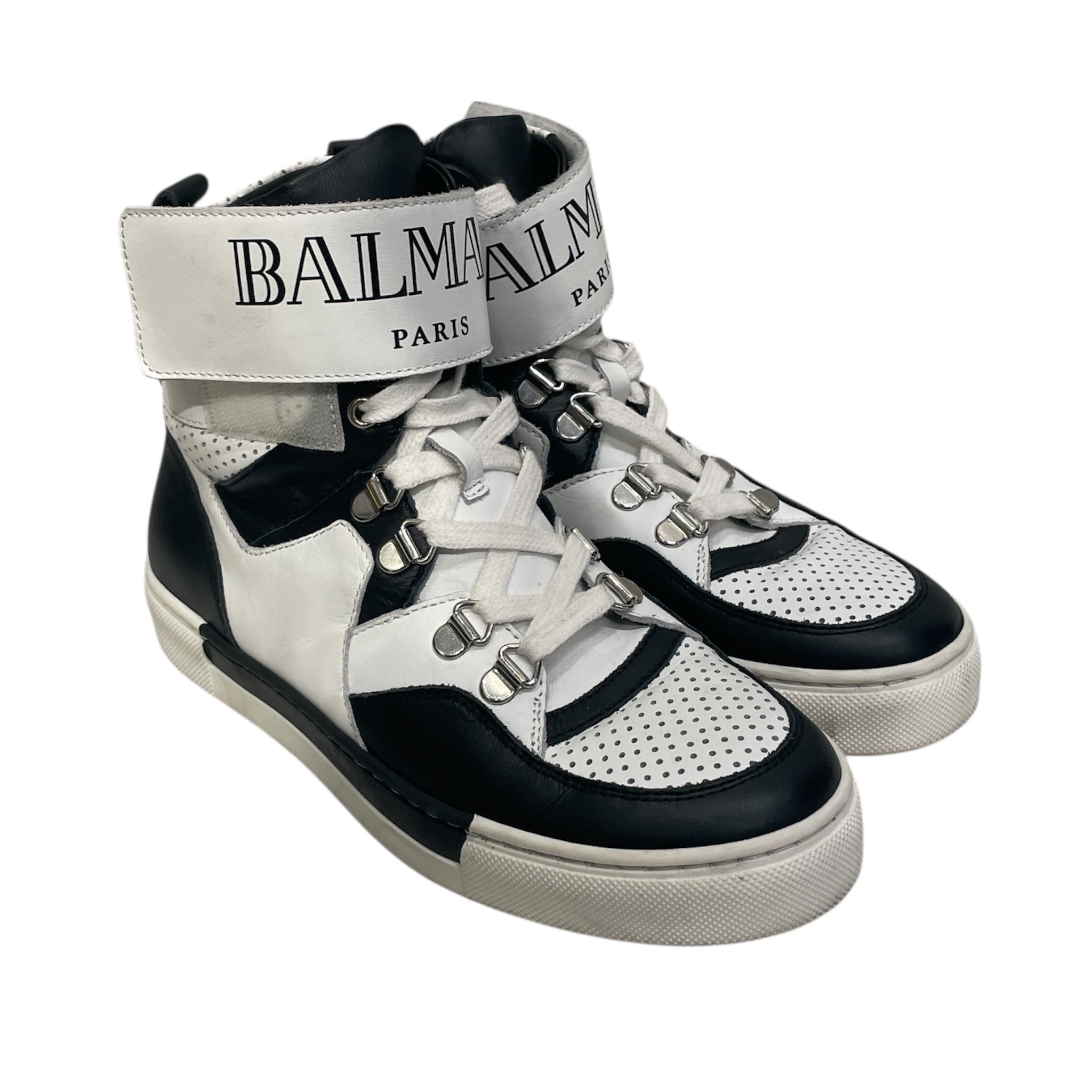 BALMAIN/Hi-Sneakers/EU 35/Leather/WHT/STRAP LOGO HIGH SNEAKER view 1