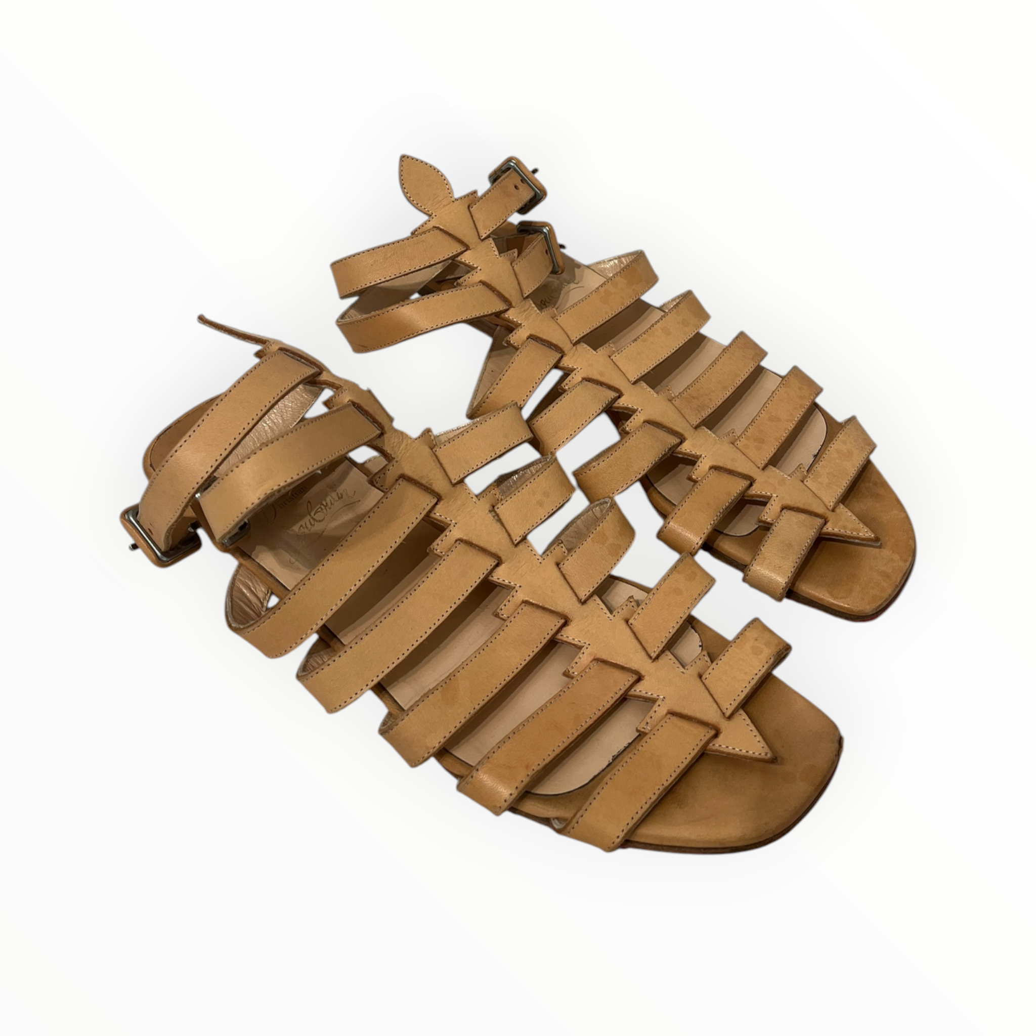 Christian Louboutin/Sandals/EU 38.5/Leather/BEG/GLADIATOR SANDALS view 2