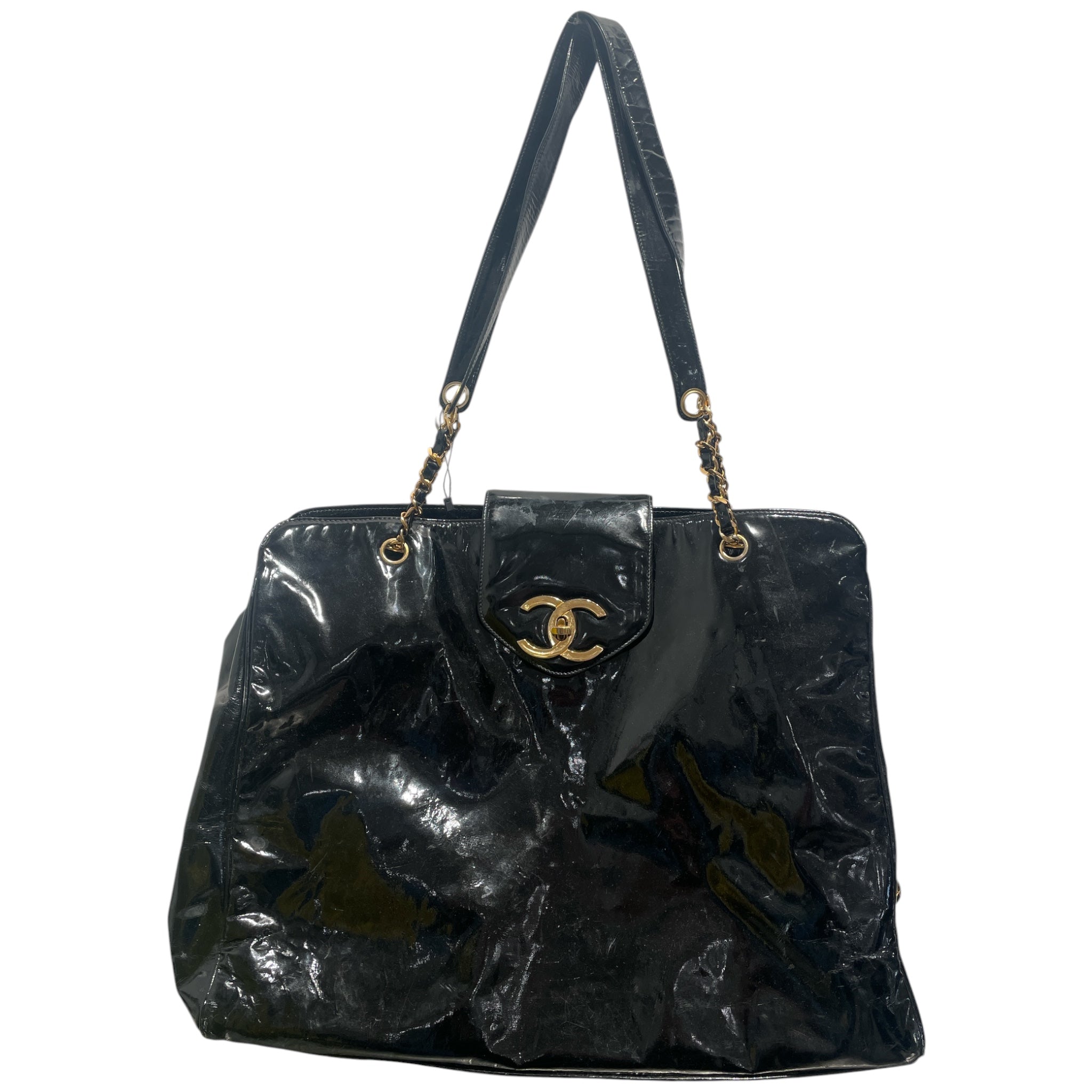 CHANEL/Tote Bag/Leather/BLK/Patented Weekender Tote Bag view 1