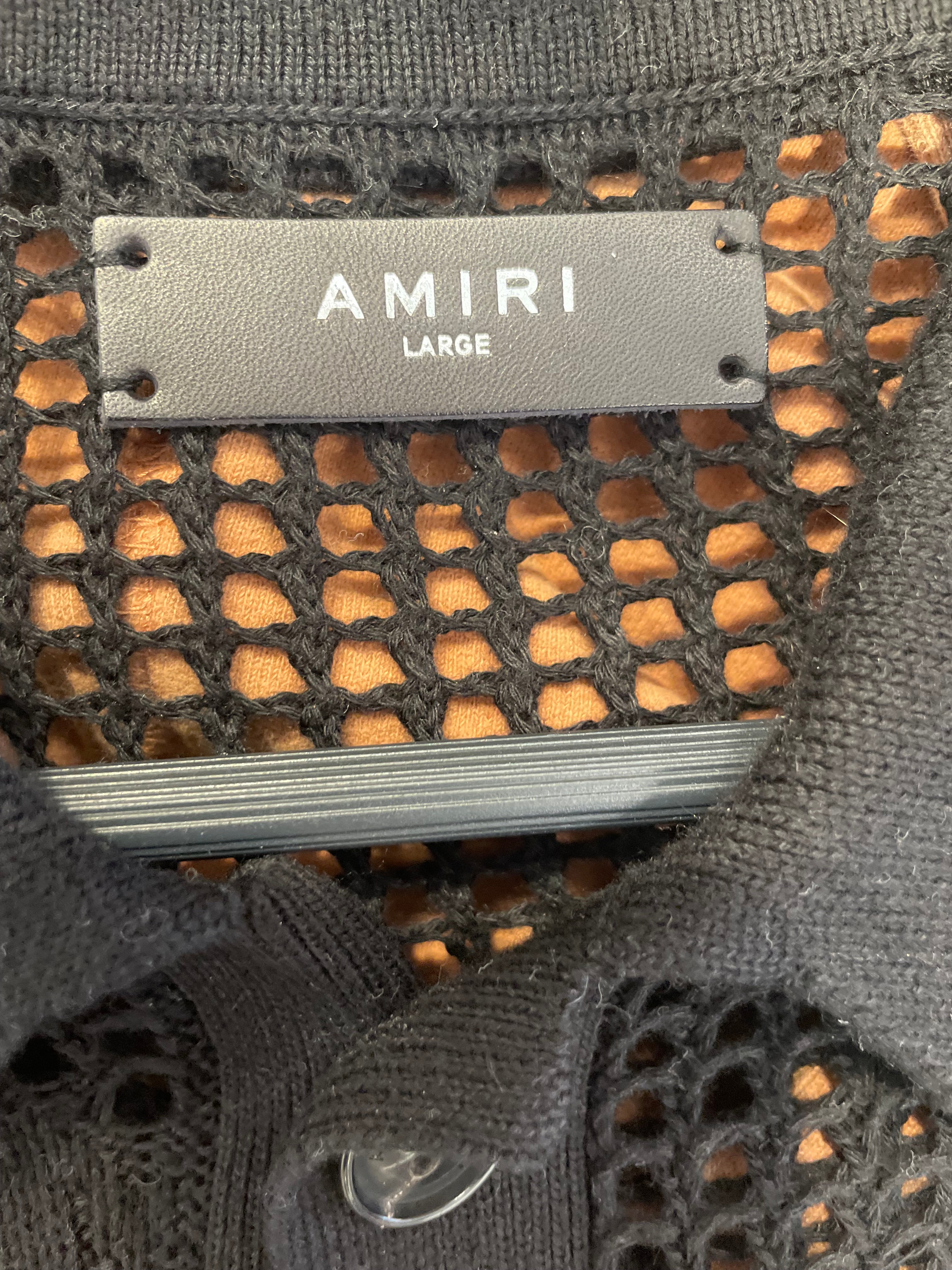 AMIRI/T-Shirt/L/Cotton/BLK/Fishnet Top view 3
