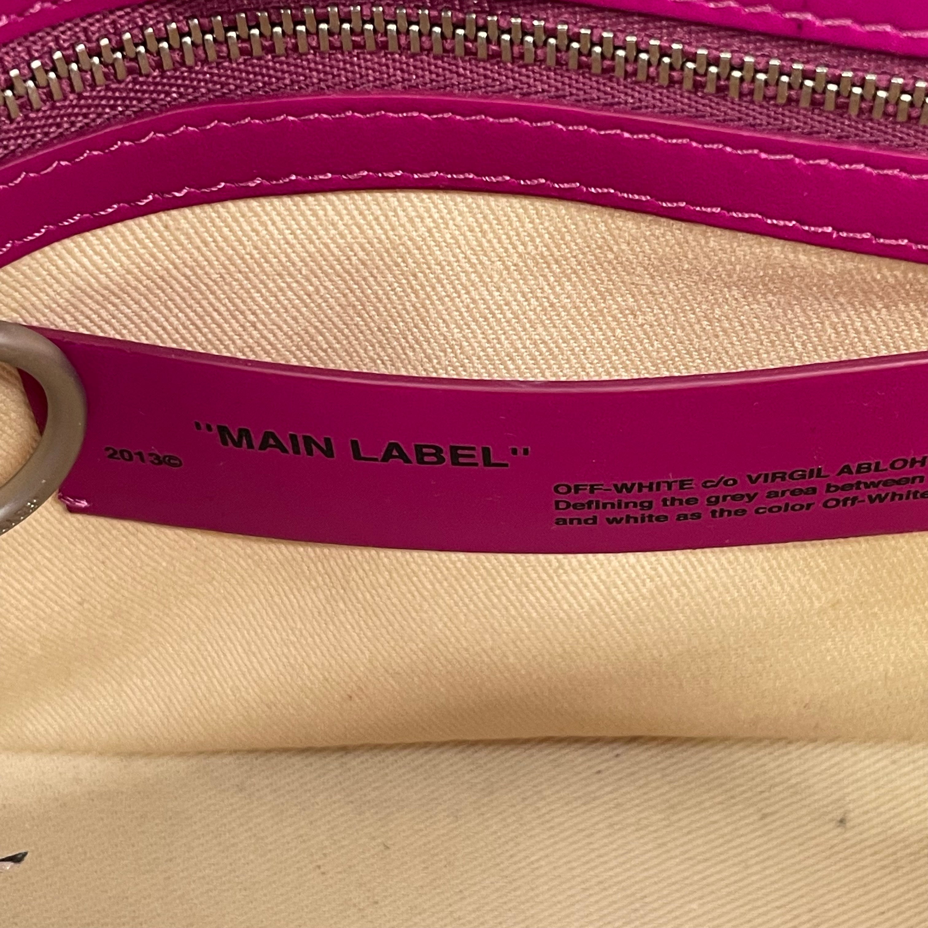 OFF-WHITE/Cross Body Bag/Leather/PNK/binder clip/yel strap/sil hard view 6
