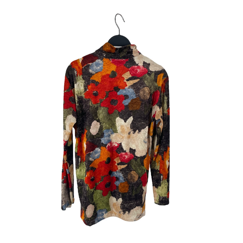 ISSEY MIYAKE/LS Shirt/S/Floral Pattern/Polyester/MLT/VELVET ZIP-SHIRT/1996AW