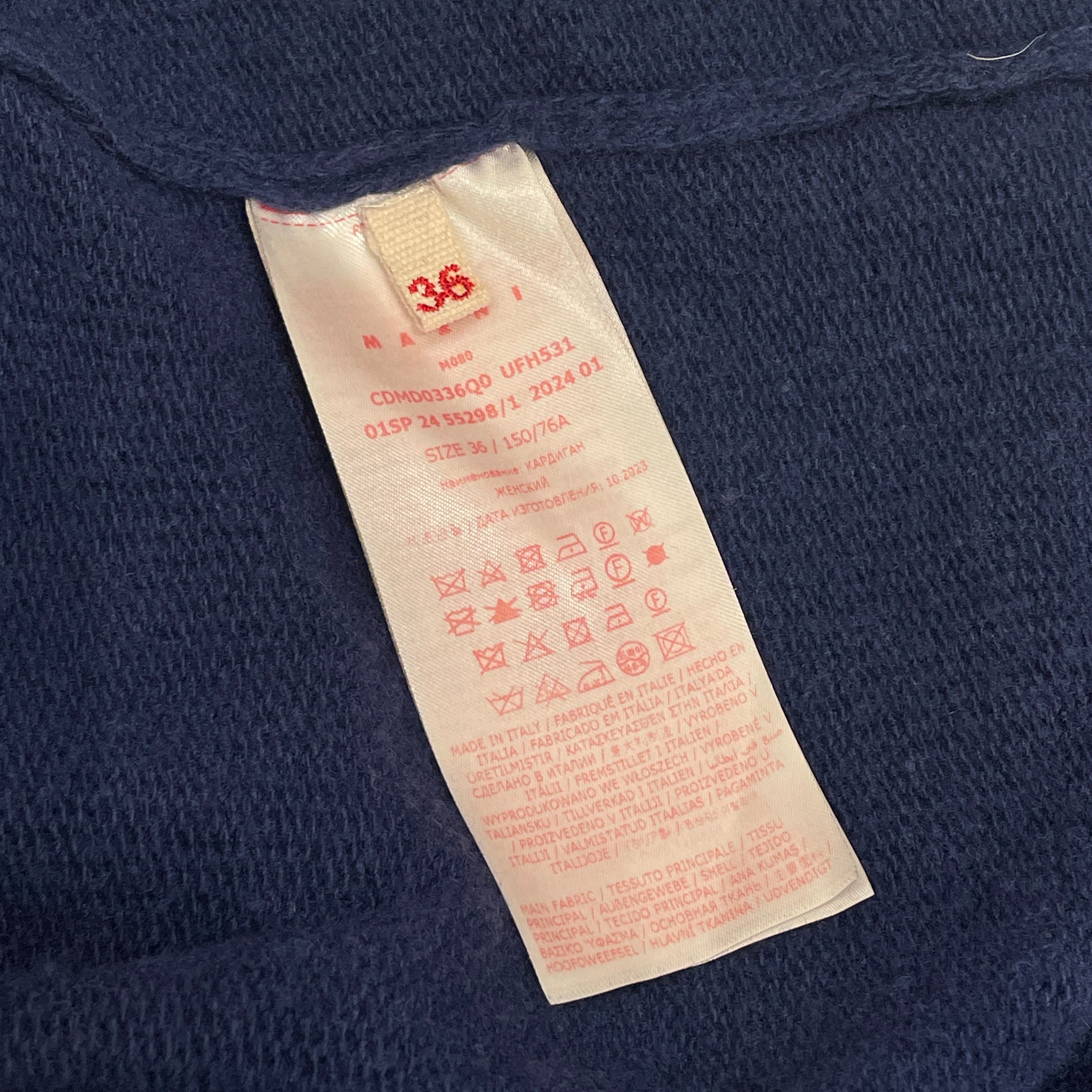 MARNI/Cardigan/36/Wool/BLU/BLU/NVY SPLIT CROP CARDIGAN view 6