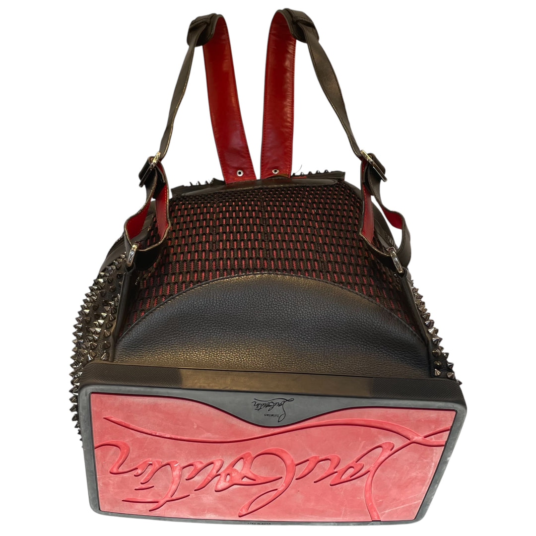 Christian Louboutin/Backpack/Leather/Black/red interior/spiked studded ...