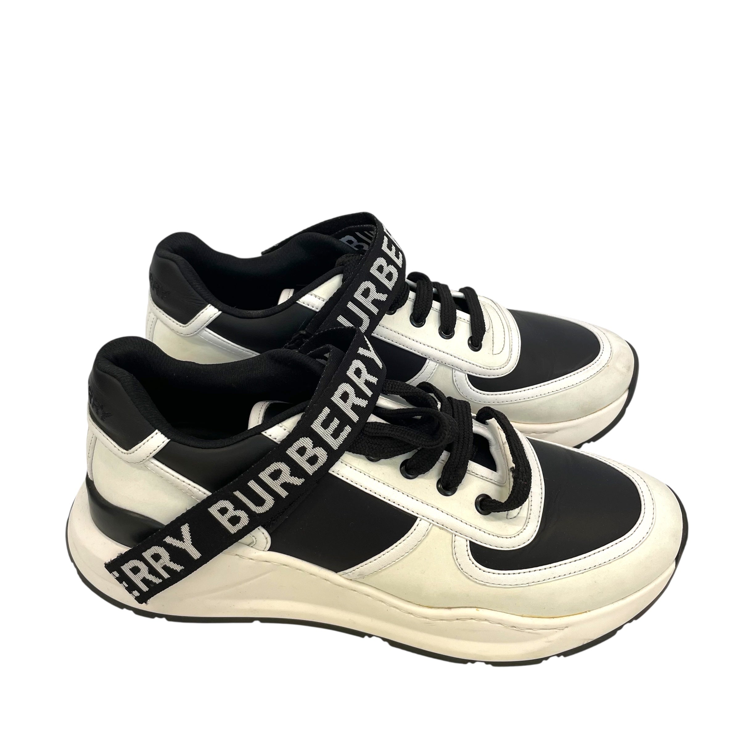 BURBERRY LONDON/Low-Sneakers/US 10/Leather/WHT/low trainers/blk view 1