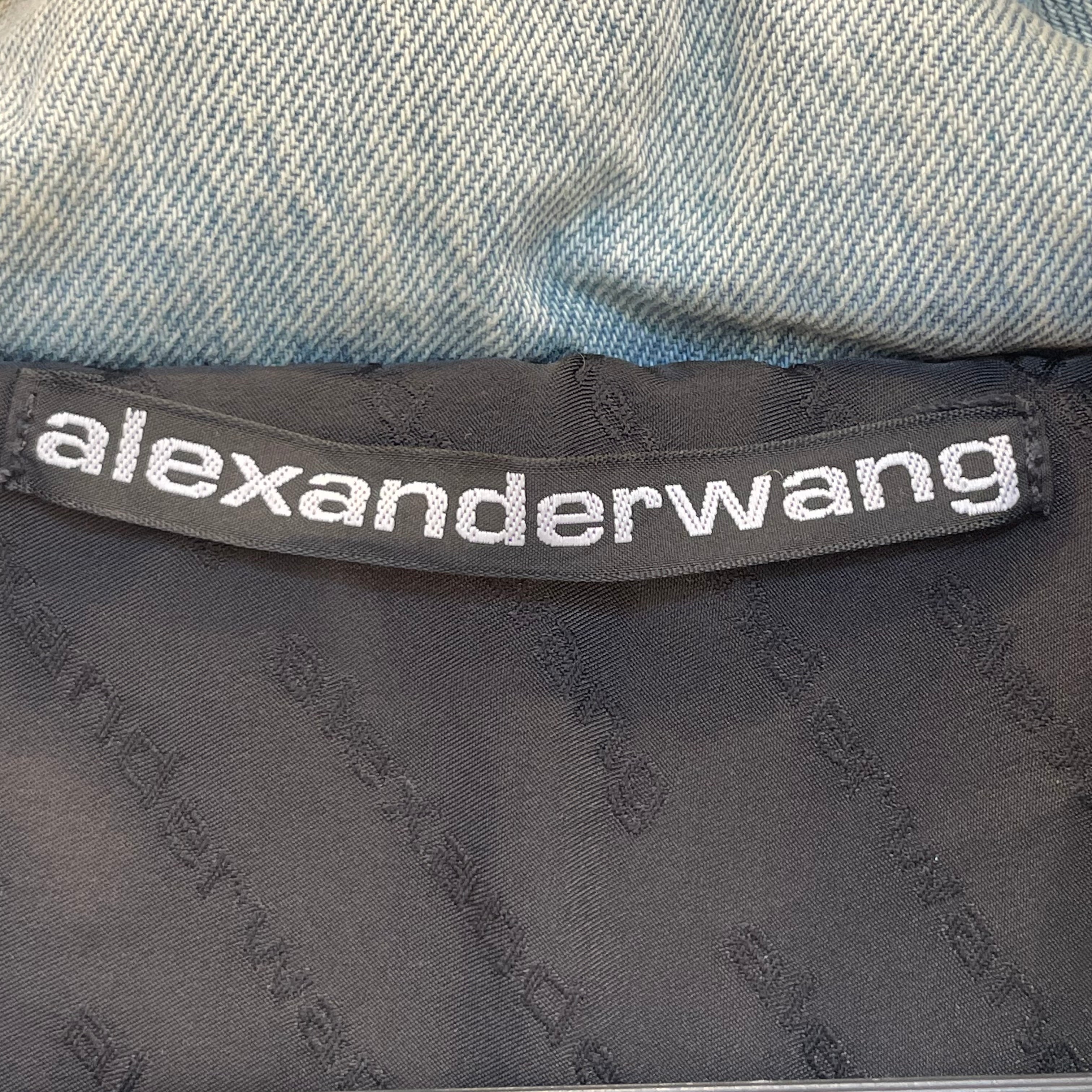 Alexander Wang/Puffer Jkt/XS/Denim/BLU/detachable hood view 3