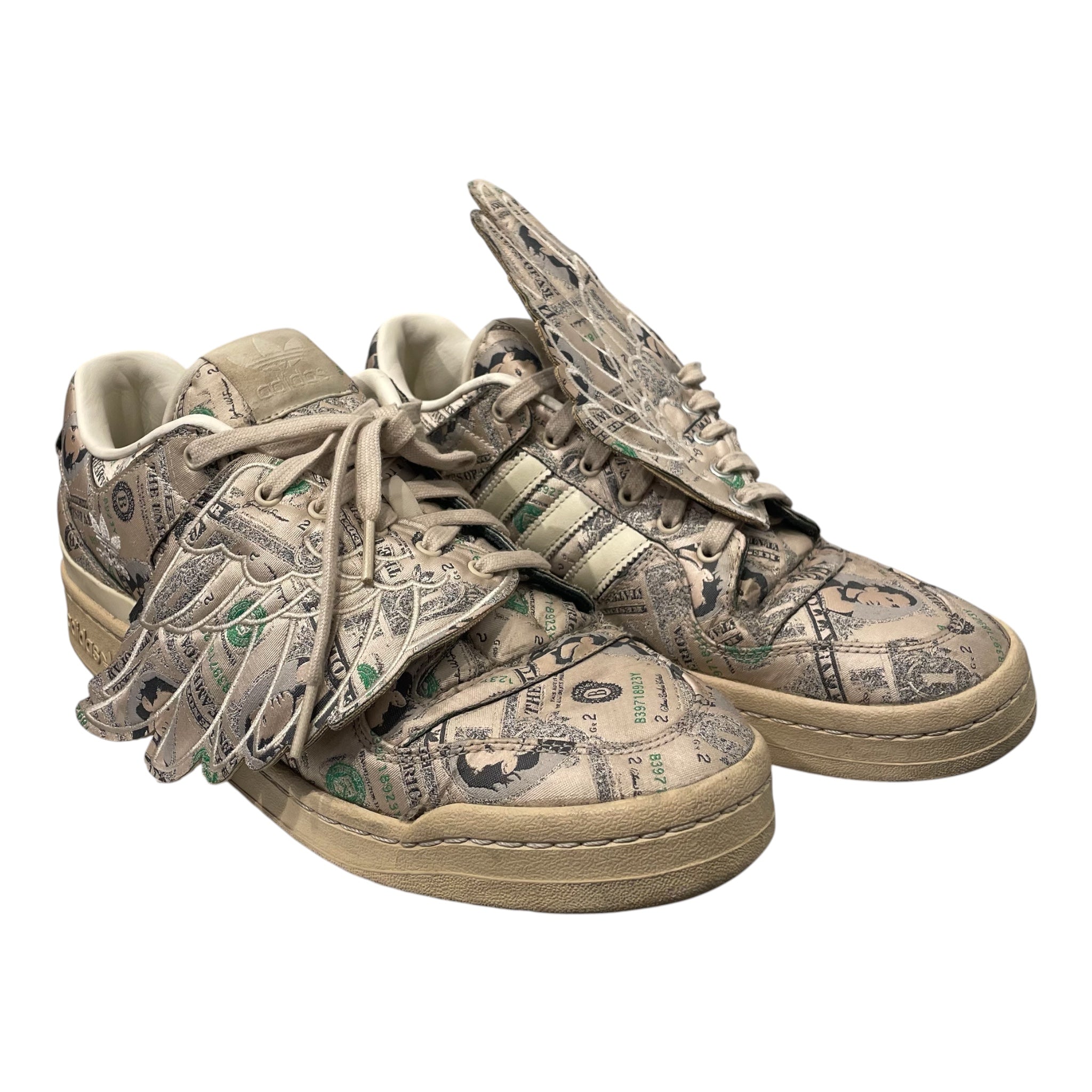 adidas/JEREMY SCOTT/Low-Sneakers/US 12/All Over Print/Leather/GRN/MONEY WINGS FORUM LOW view 1