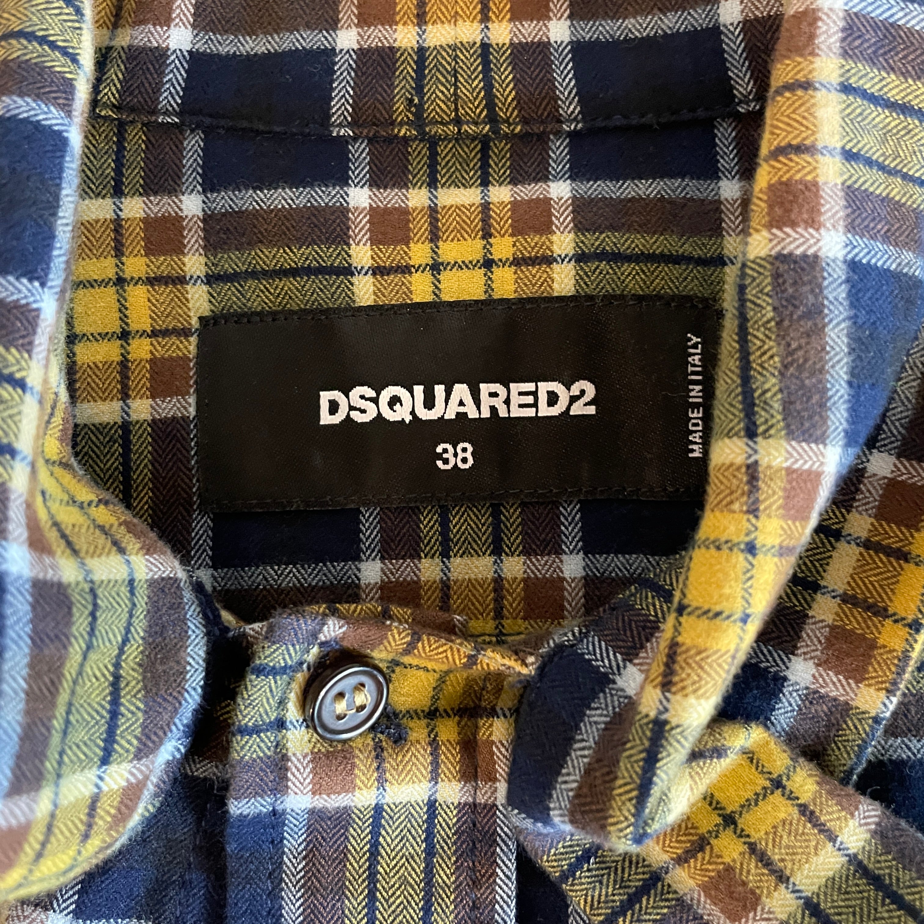 DSQUARED2/Flannel Shirt/38/Cotton/MLT/Plaid/elbow patch, neck tie flannel view 3