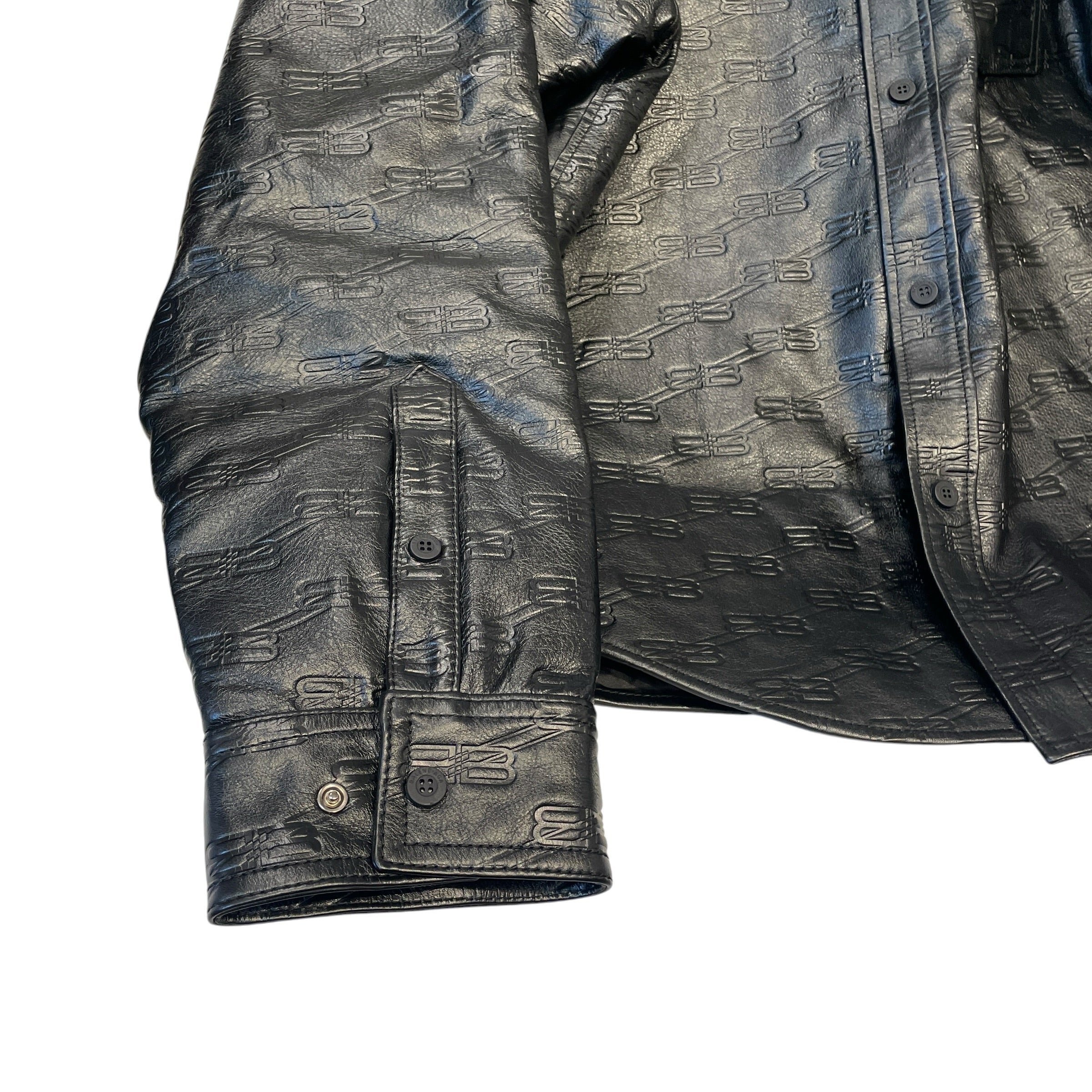 BALENCIAGA/Leather Jkt/50/Leather/BLK/All Over Print/BB MONOGRAM LEATHER JACKET view 2