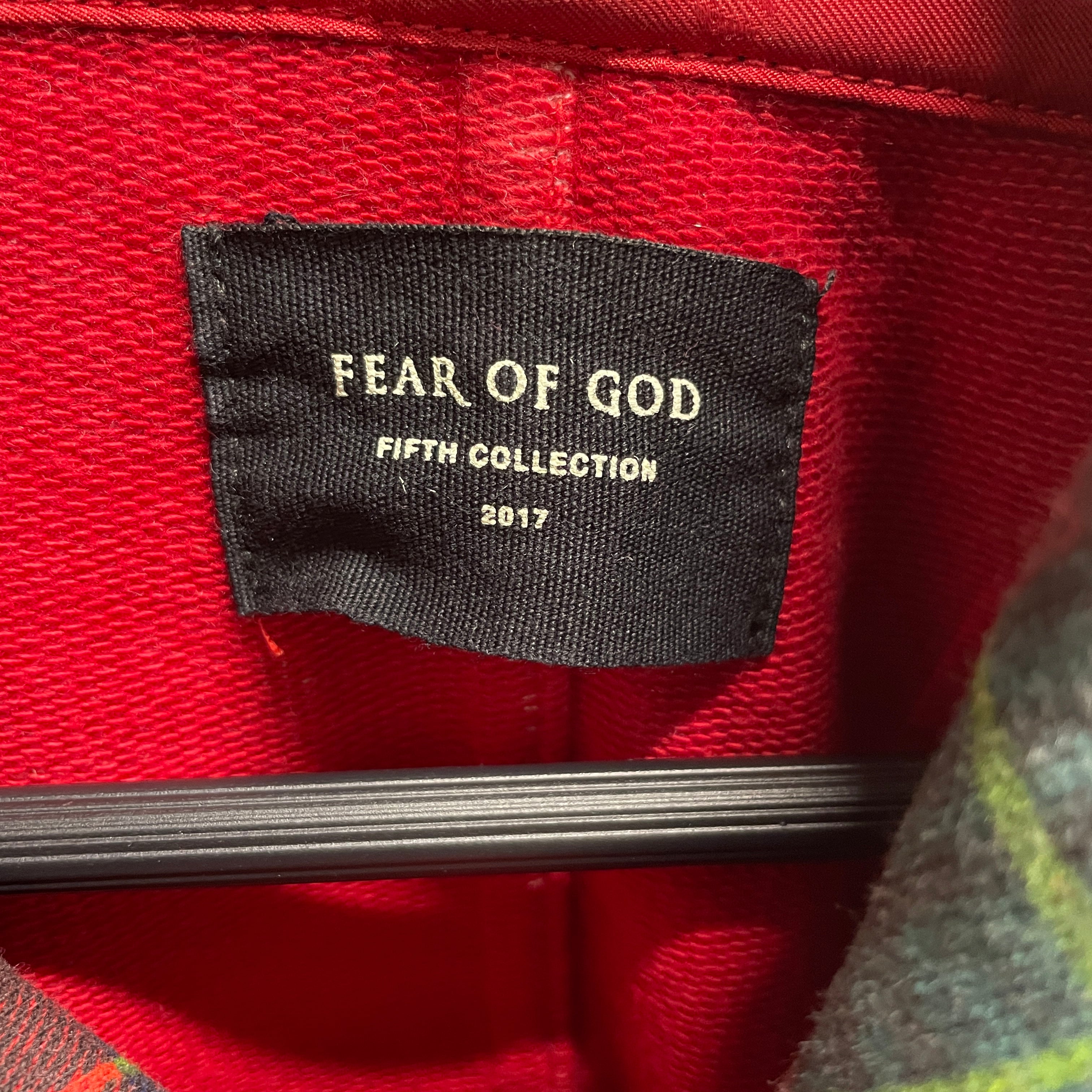 FEAR OF GOD/Hoodie/M/Plaid/Cotton/RED/GREEN RED PLAID/2017 TAG view 3