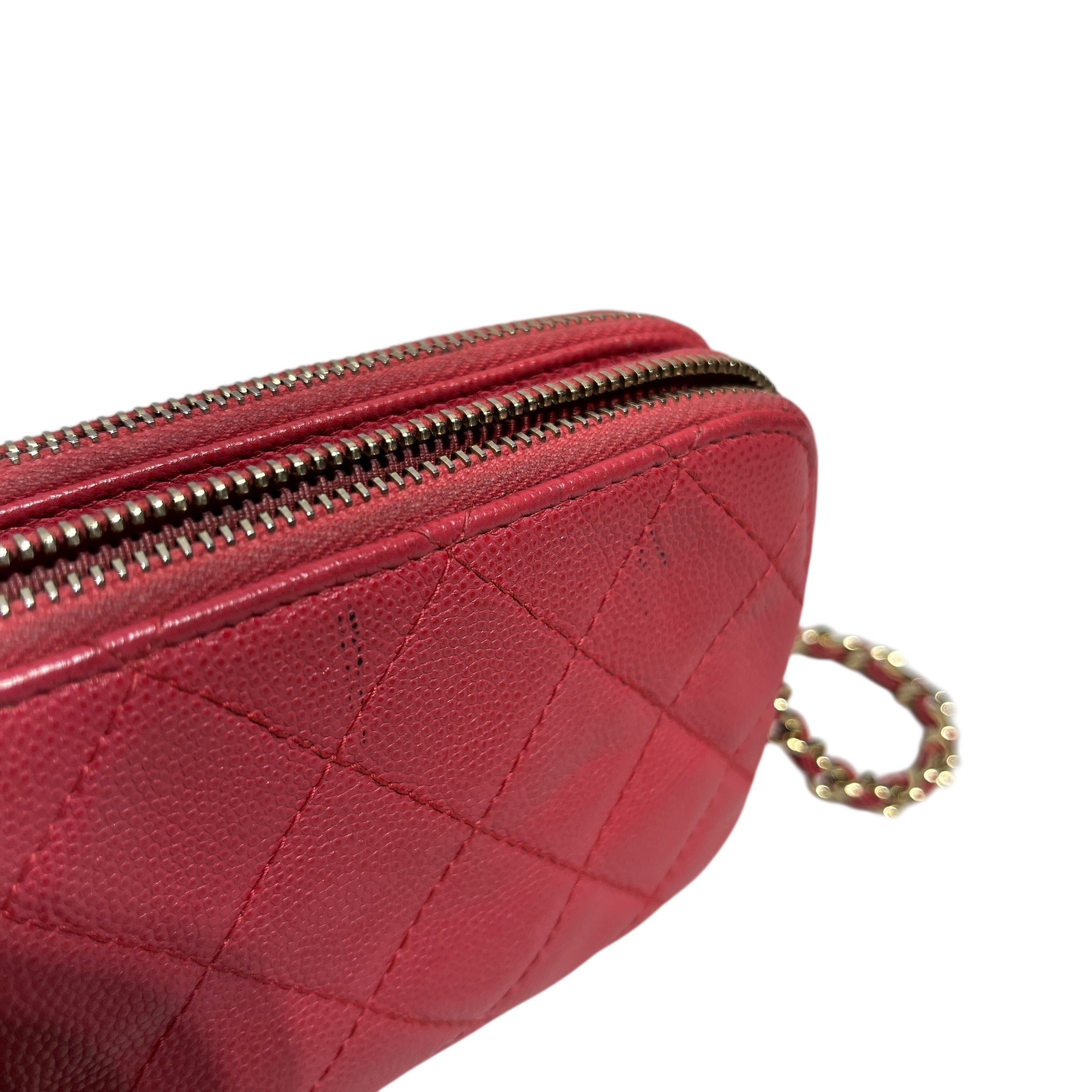 CHANEL/Cross Body Bag/Leather/PNK/CAVIAR DOUBLE ZIP view 3