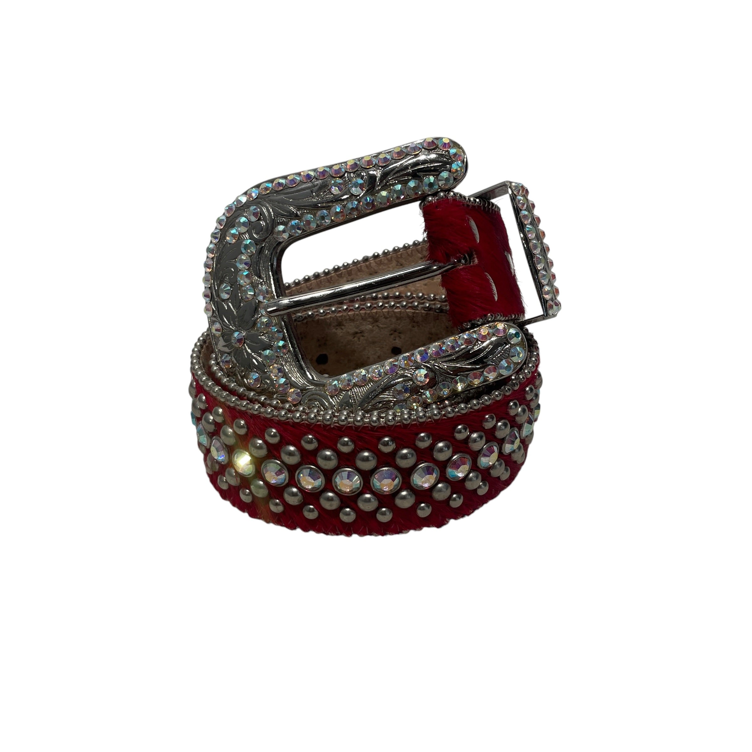 b.b.simon/Accessories/Cotton/RED/L's/STUD FUR BELT view 1