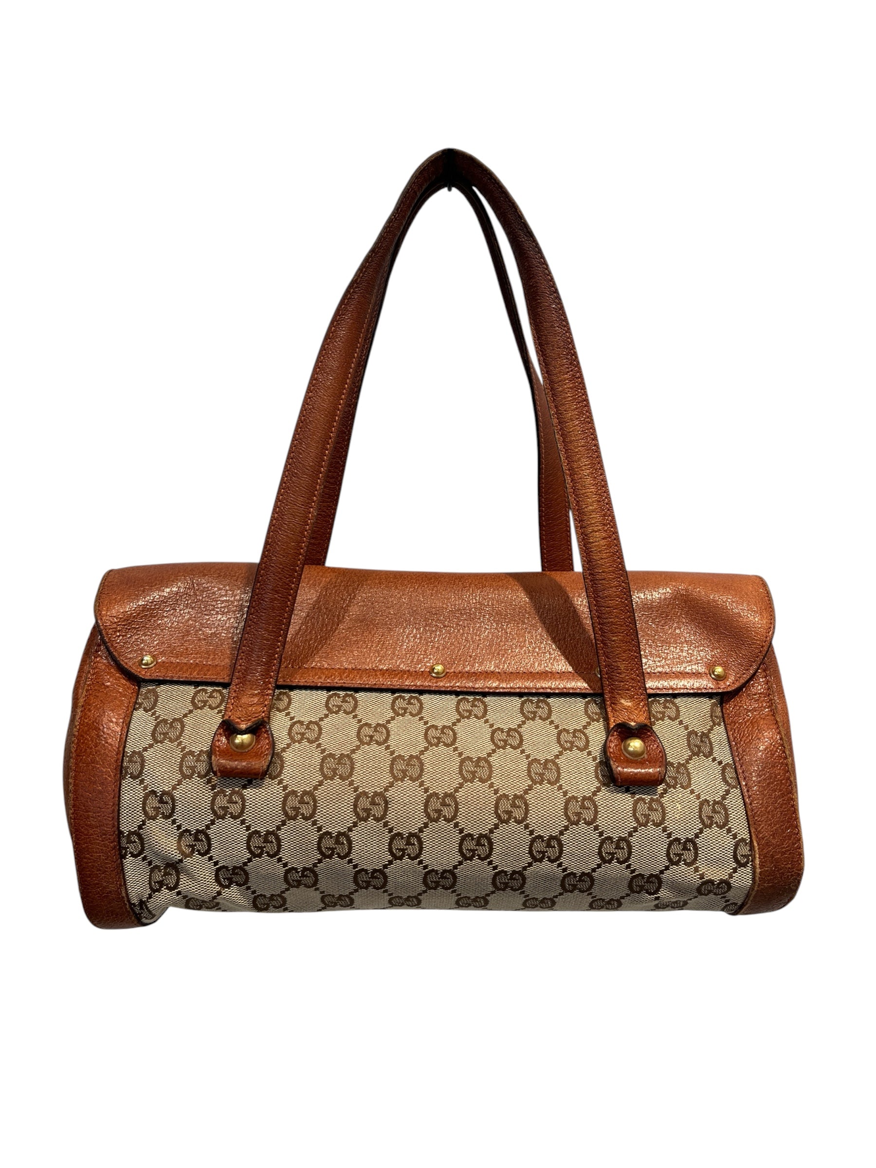 GUCCI/Hand Bag/Border/Cotton/BEG/CANVAS BAMBOO HANDLE view 2