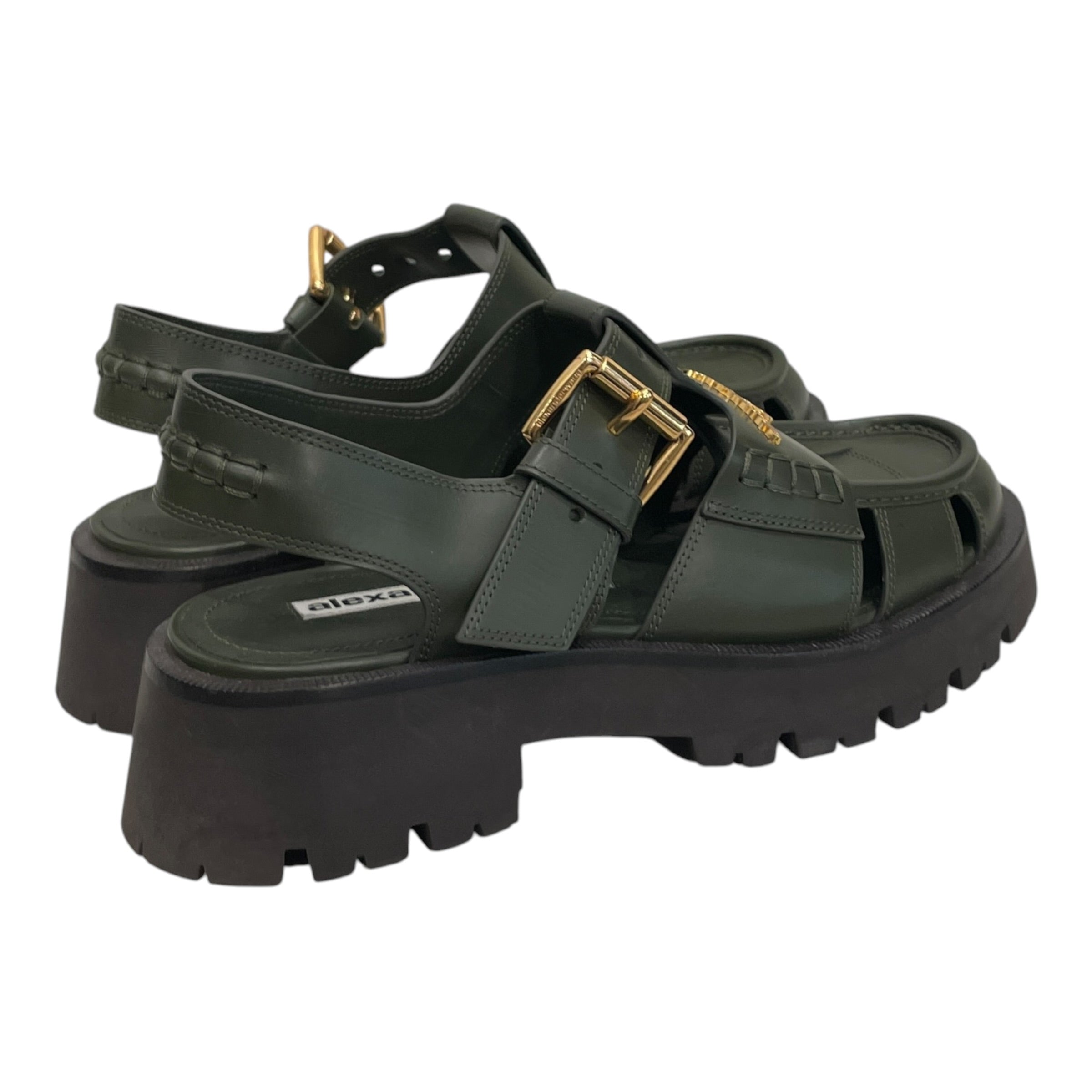 Alexander Wang/Sandals/EU 38/Leather/GRN/GOLD HARDWARE STRAP CLOSE TOE view 2