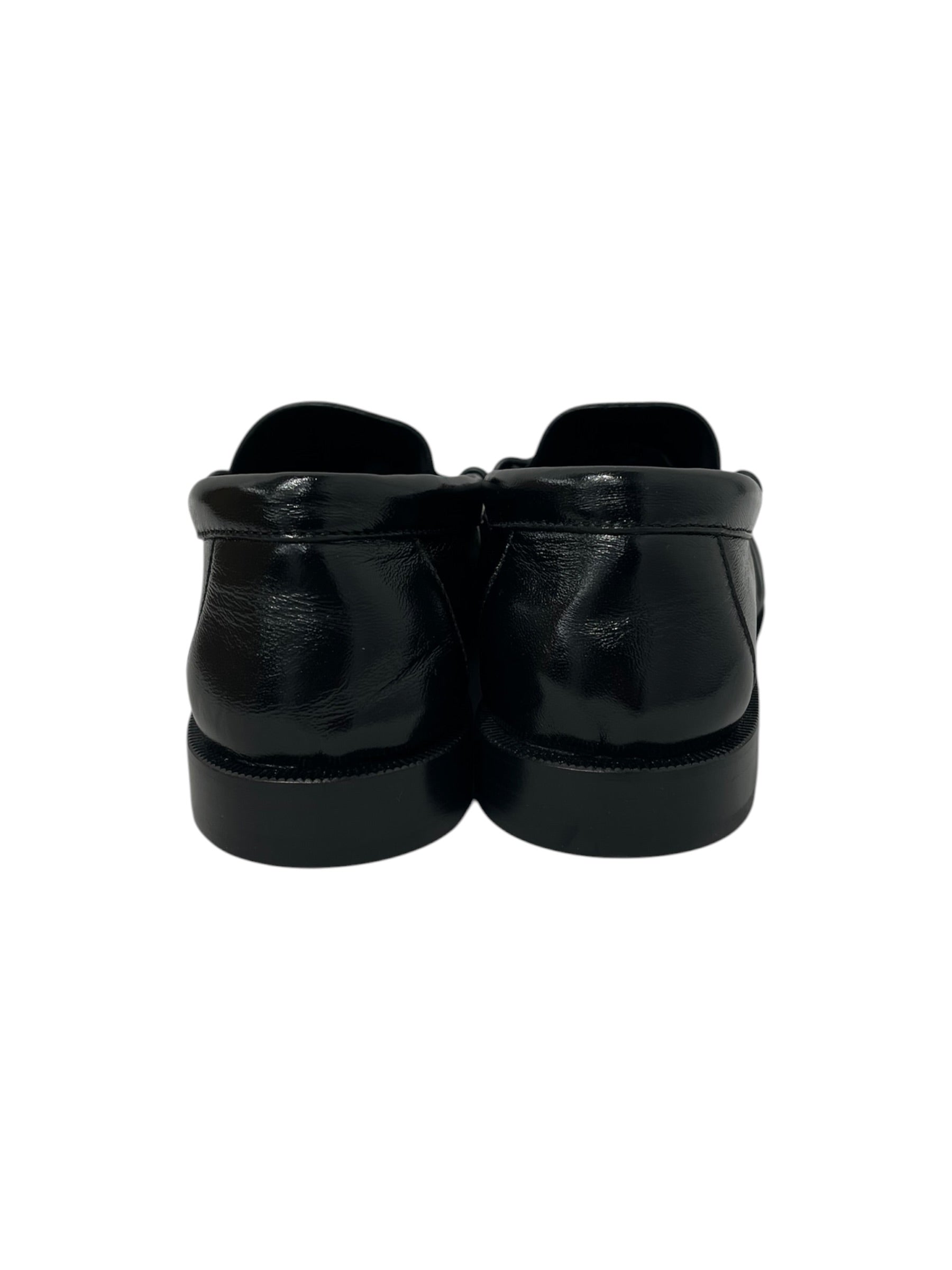 SAINT LAURENT/Loafers/EU 37/Leather/BLK/ruffled front penny loafer view 3
