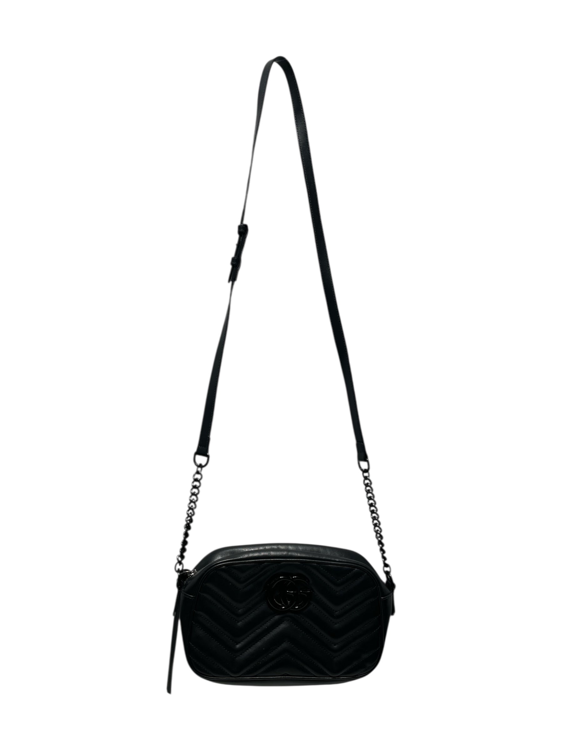 GUCCI/Cross Body Bag/Leather/BLK/GG Marmont view 1