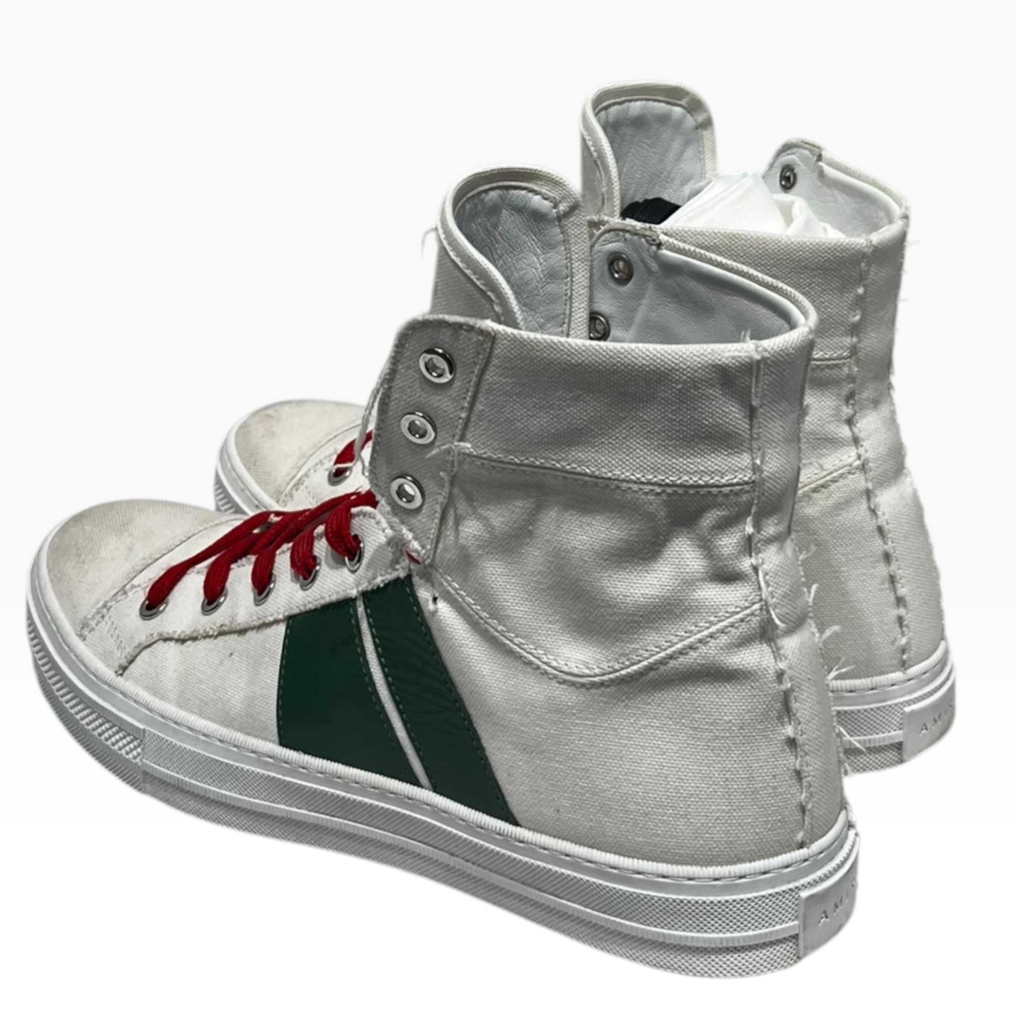 AMIRI/Hi-Sneakers/US 10/Cotton/WHT/SUNSET CANVAS GRN/WHT/RED view 2