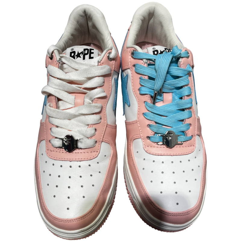 BAPE STA!/Low-Sneakers/US 9/Leather/PNK/PASTEL PINK/BLUE
