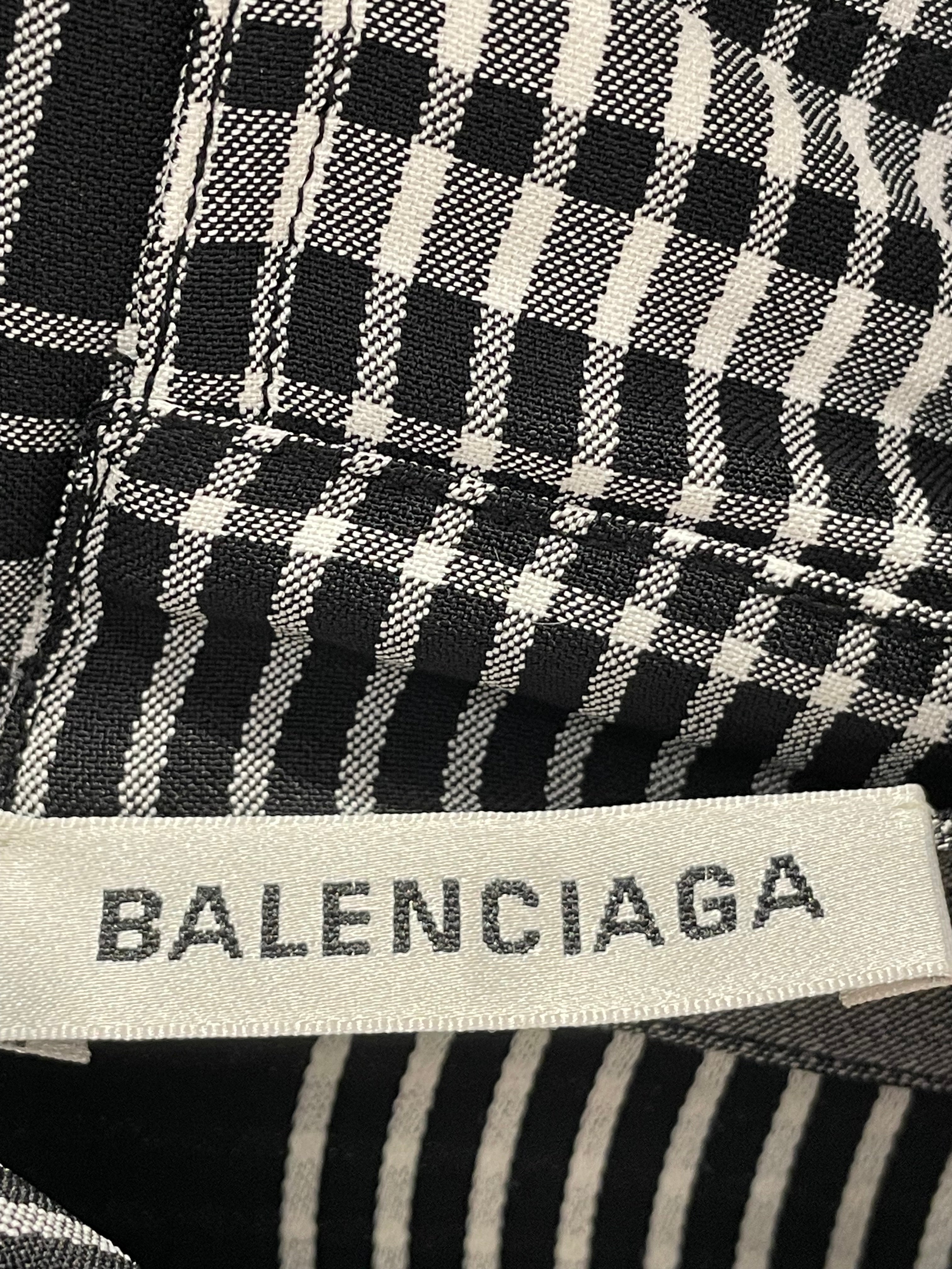 BALENCIAGA/SS Shirt/36/Cotton/BLK/Plaid/double collar view 3