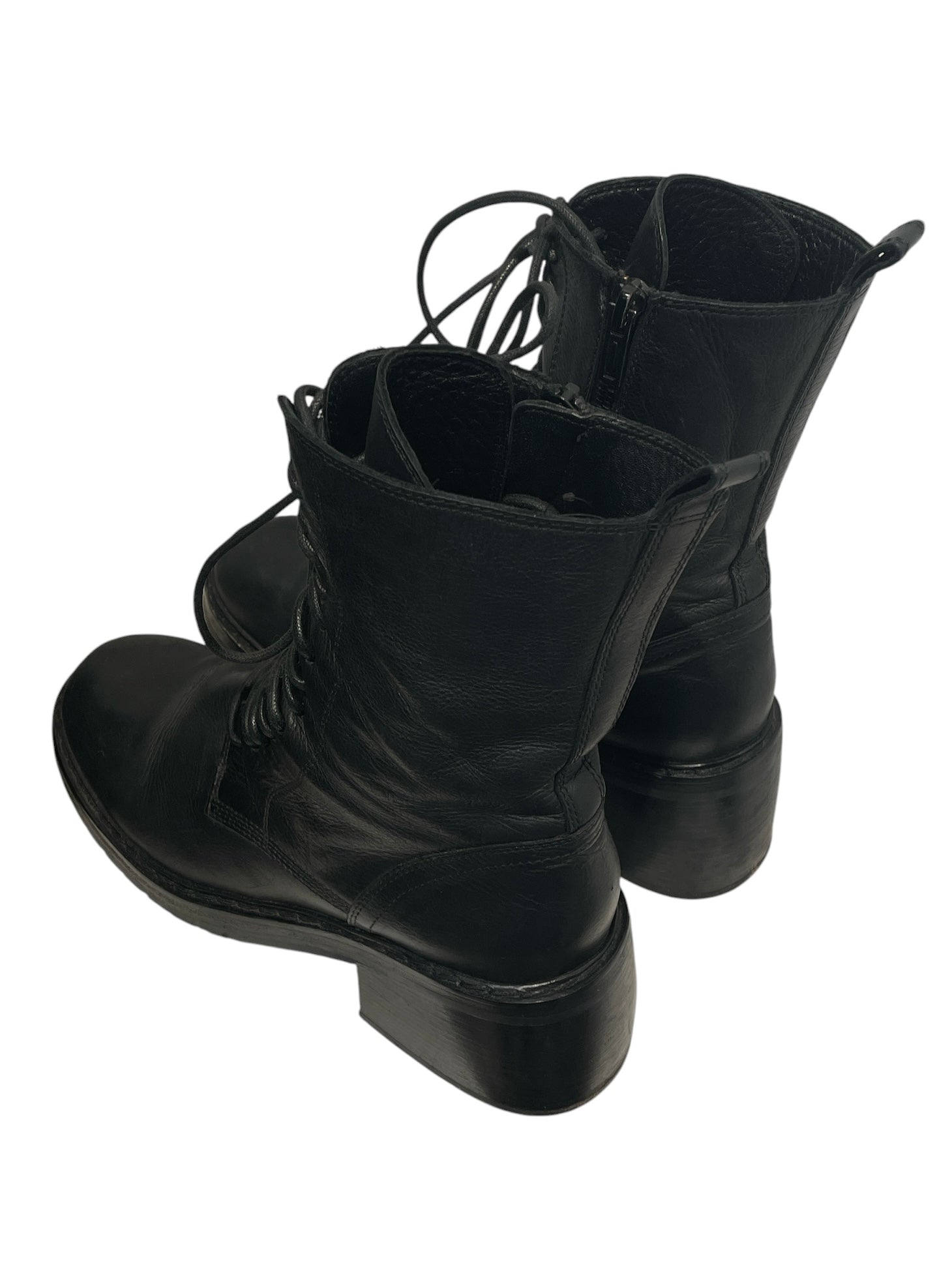 ANN DEMEULEMEESTER/Lace Up Boots/EU 41/Leather/BLK/HEELED LACE UP COMBAR BOOT view 2