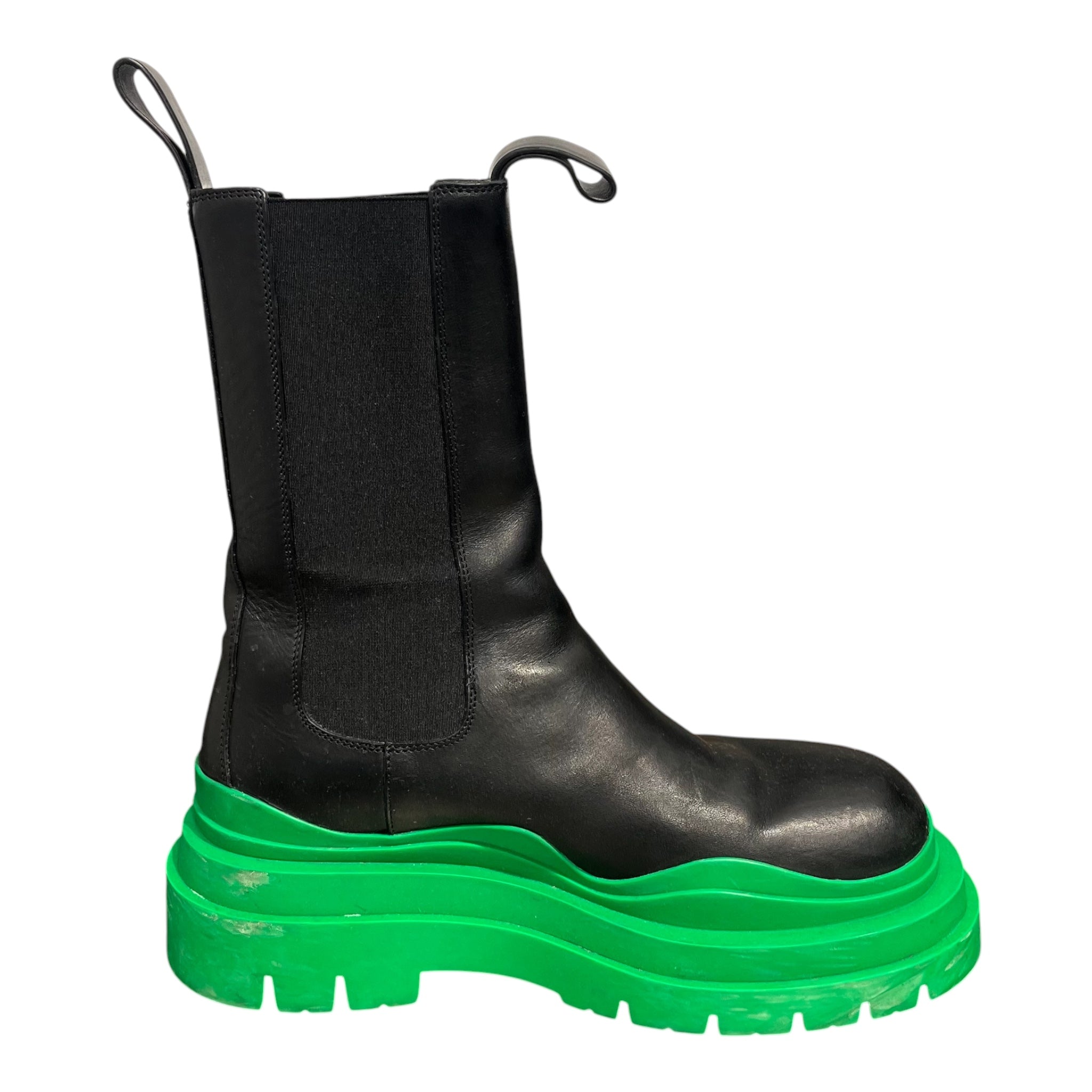 BOTTEGA VENETA/Chelsea Boots/EU 40/Leather/BLK/TIRE GRASS-GREEN CONTRAST SOLE view 5