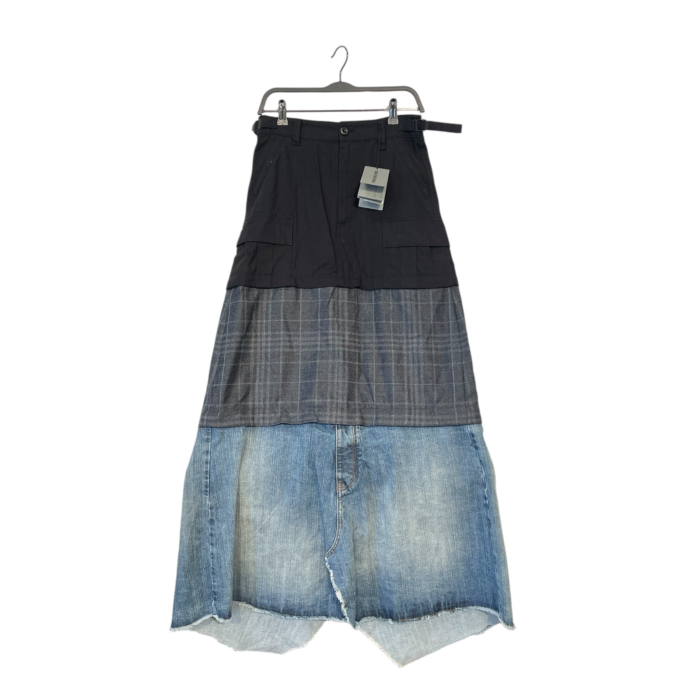 BALENCIAGA/Long Skirt/34/Cotton/BLK/PATCHWORK RAVE MAXI SKIRT view 1