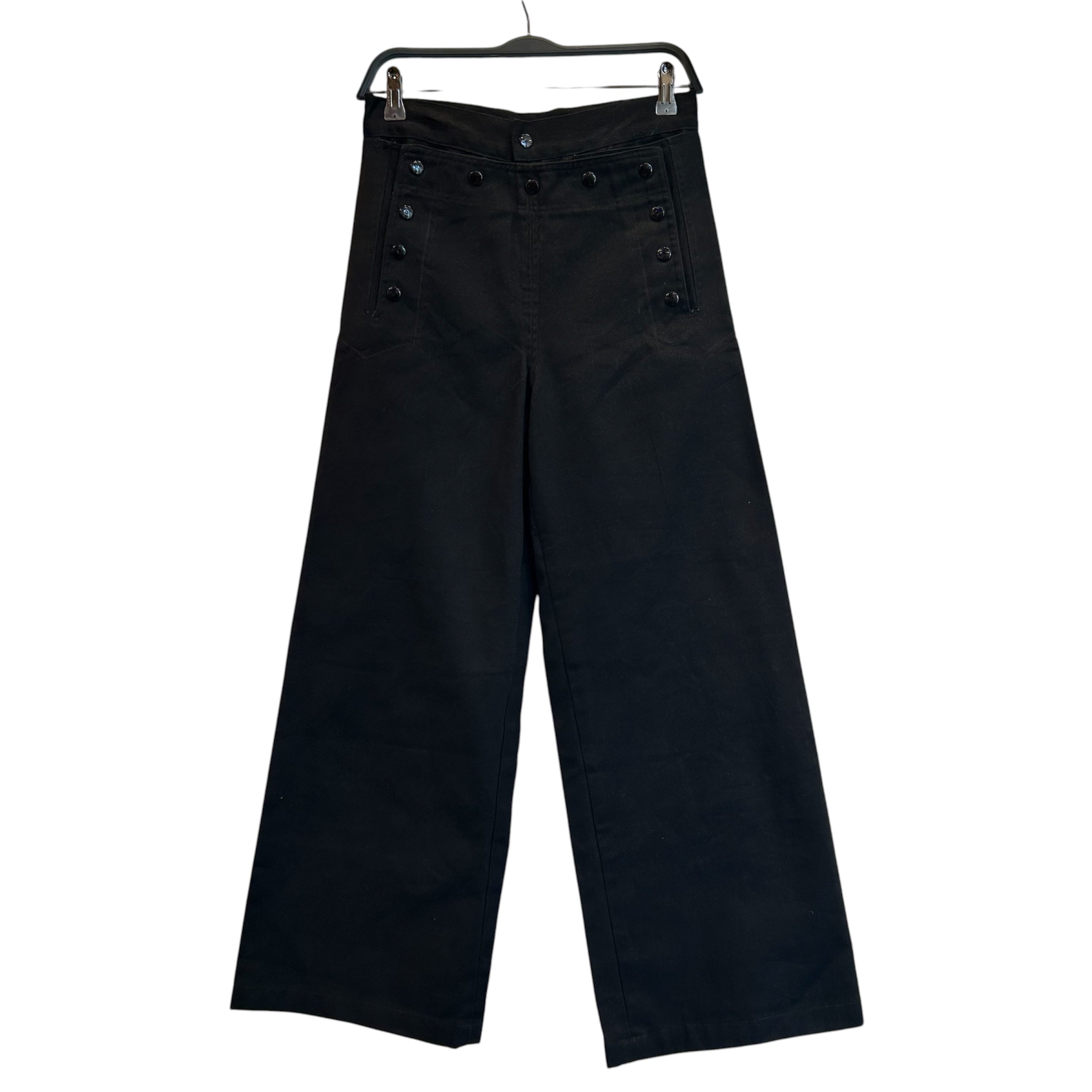 Francessca  Heights/Straight Pants/S/Cotton/BLK/Button Front view 1