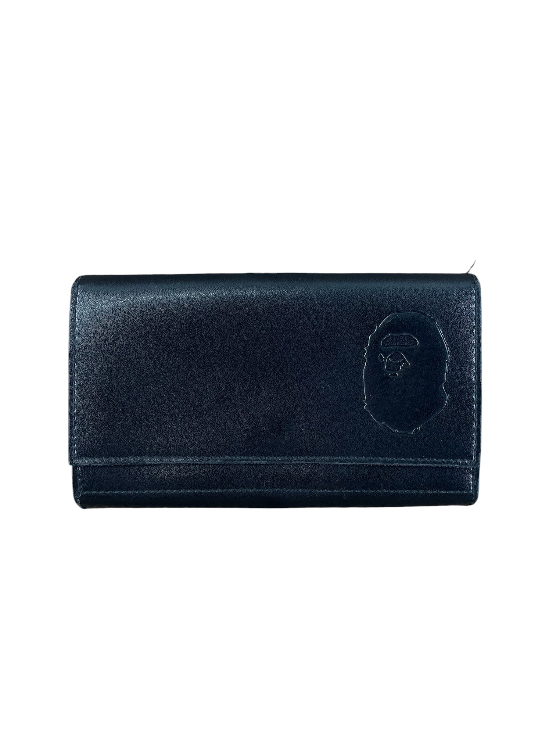 A BATHING APE/Long Wallet/Graphic/Leather/BLK/APE HEAD LONG WALLET view 1