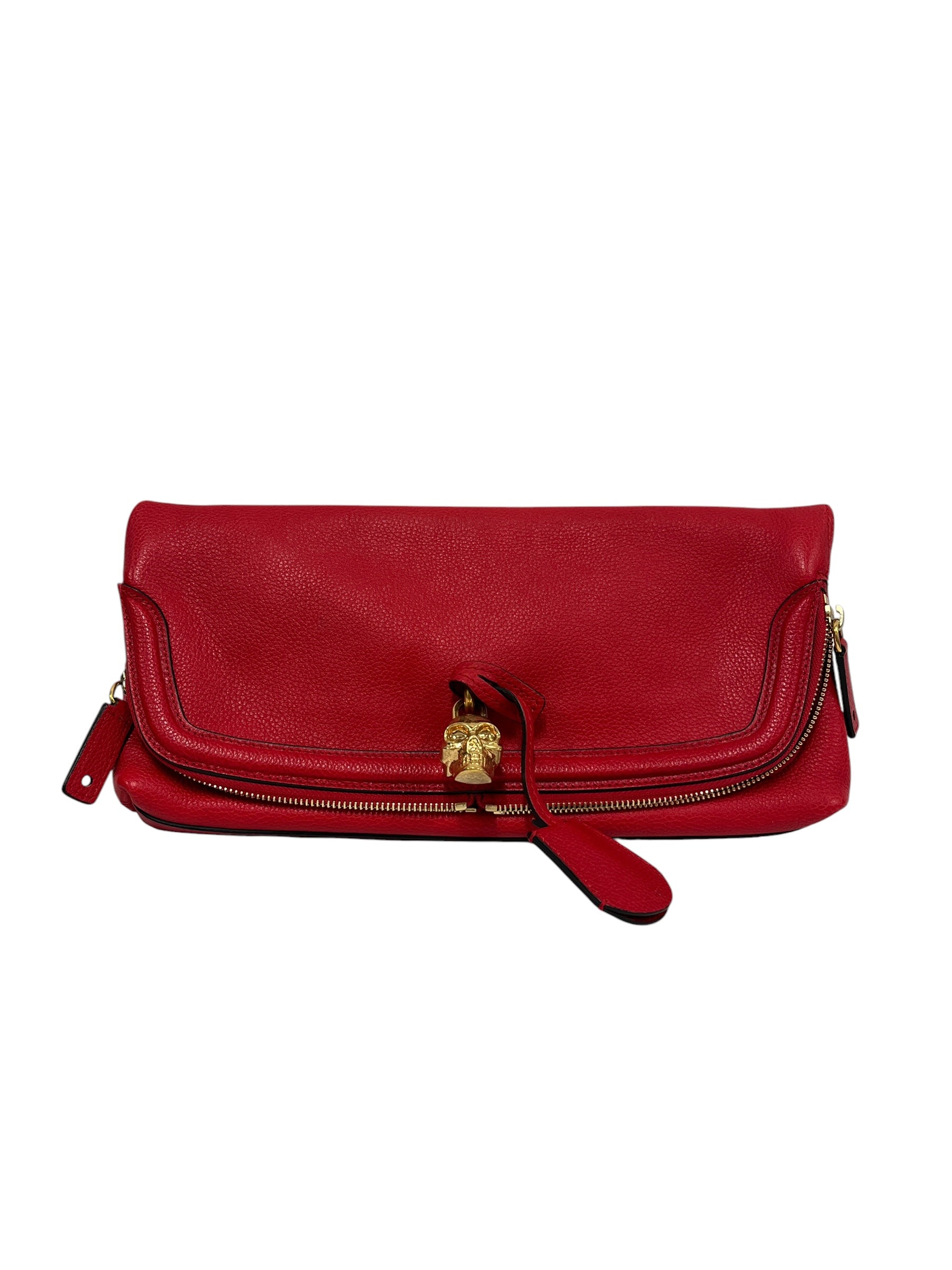 Alexander McQueen/Clutch Bag/Leather/RED/SKULL PADLOCK CLUTCH view 1