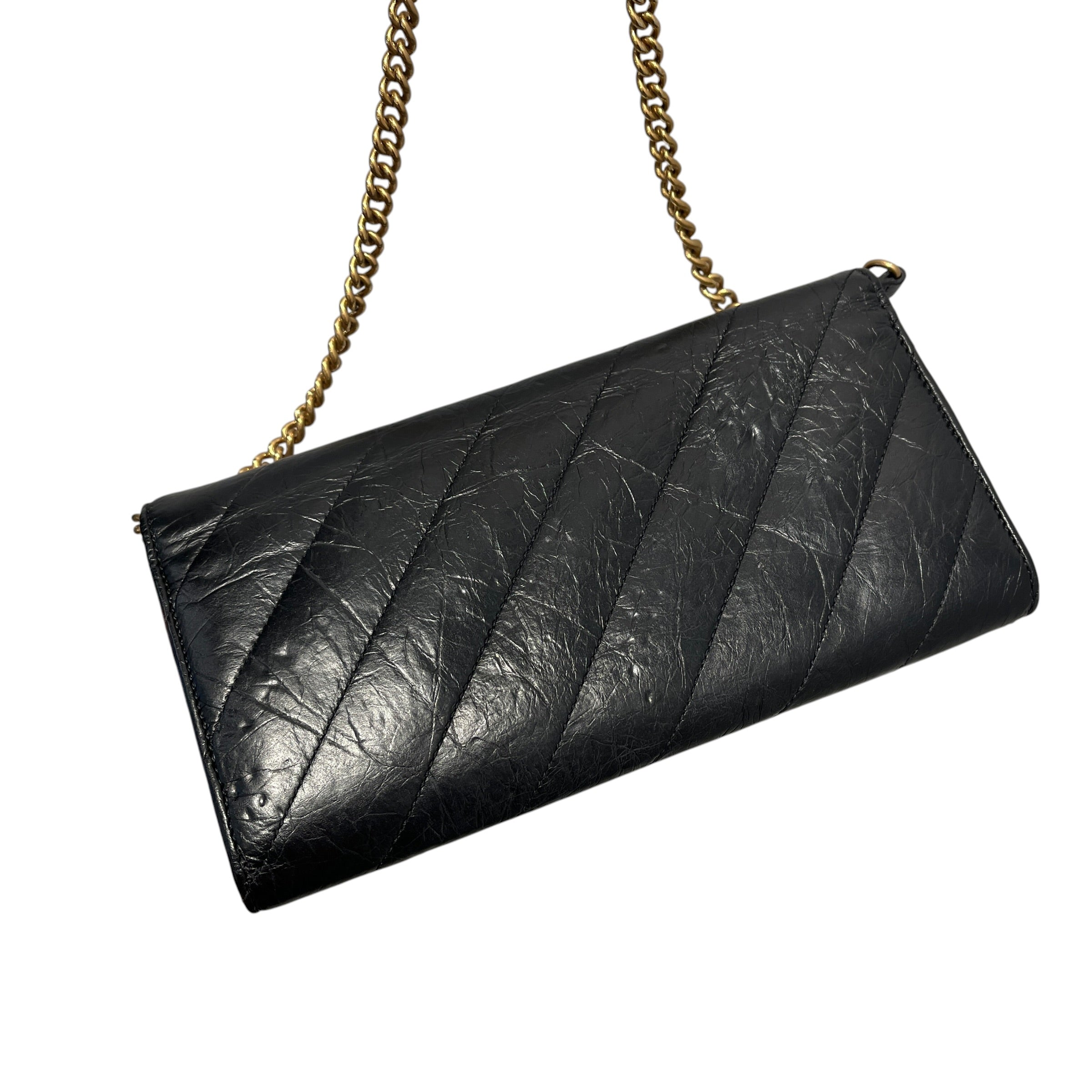 BALENCIAGA/Cross Body Bag/Leather/BLK/crush wallet on chain view 20
