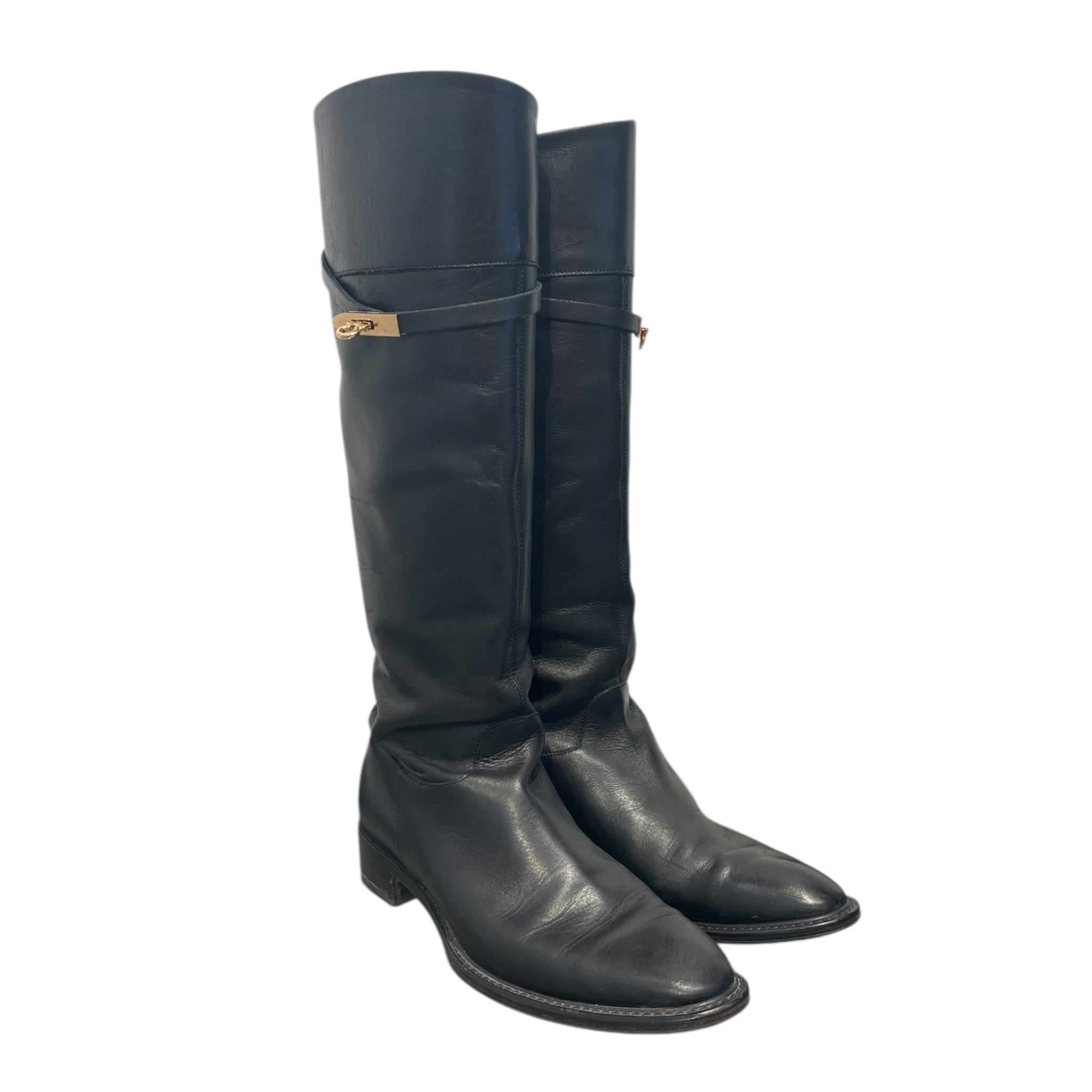 Salvatore Ferragamo/Long Boots/US 9/Leather/BLK/Vintage Roly Boot view 1