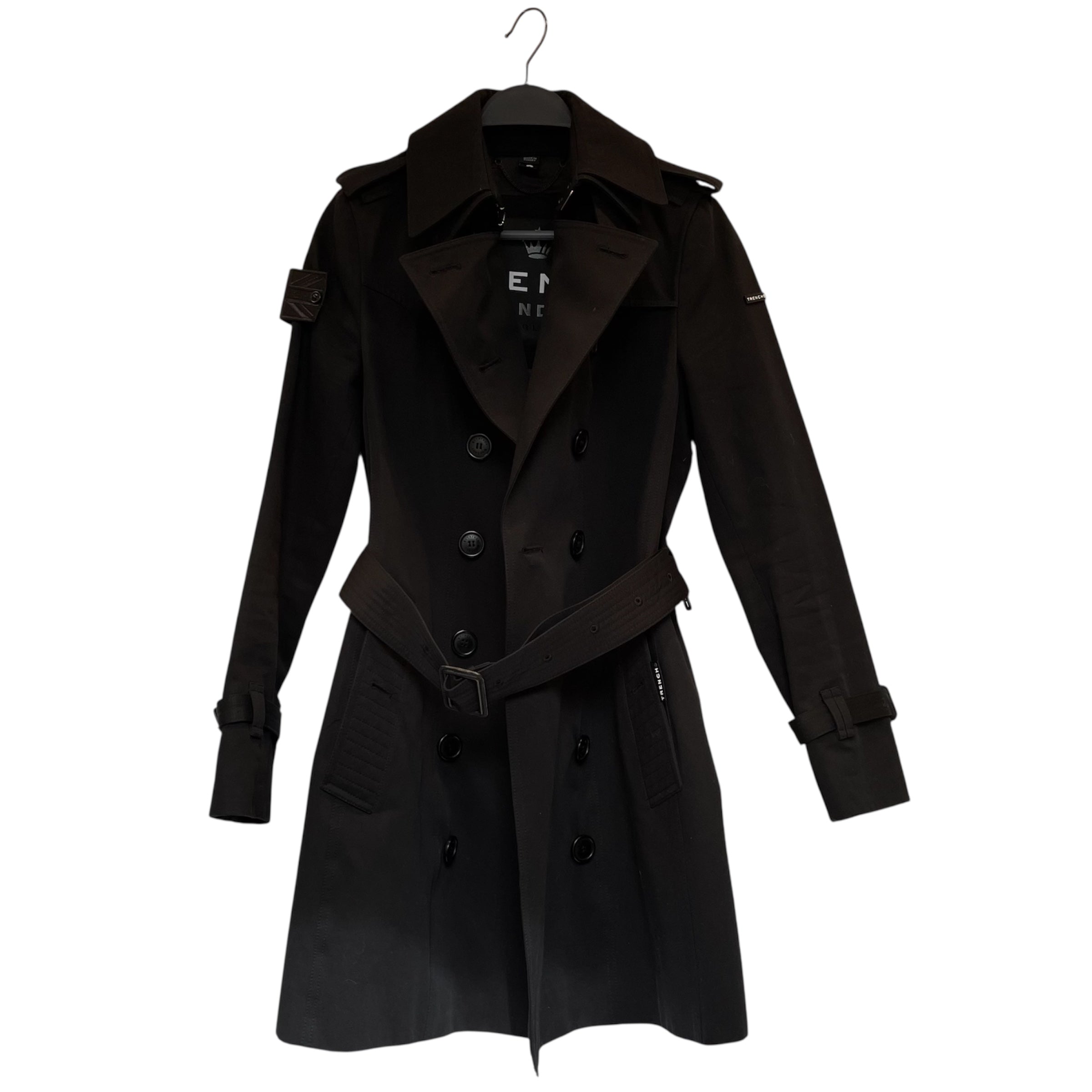 TRENCH LONDON/Trench Coat/S/Cotton/BLK/GLITTER TRENCH COLLAR view 1