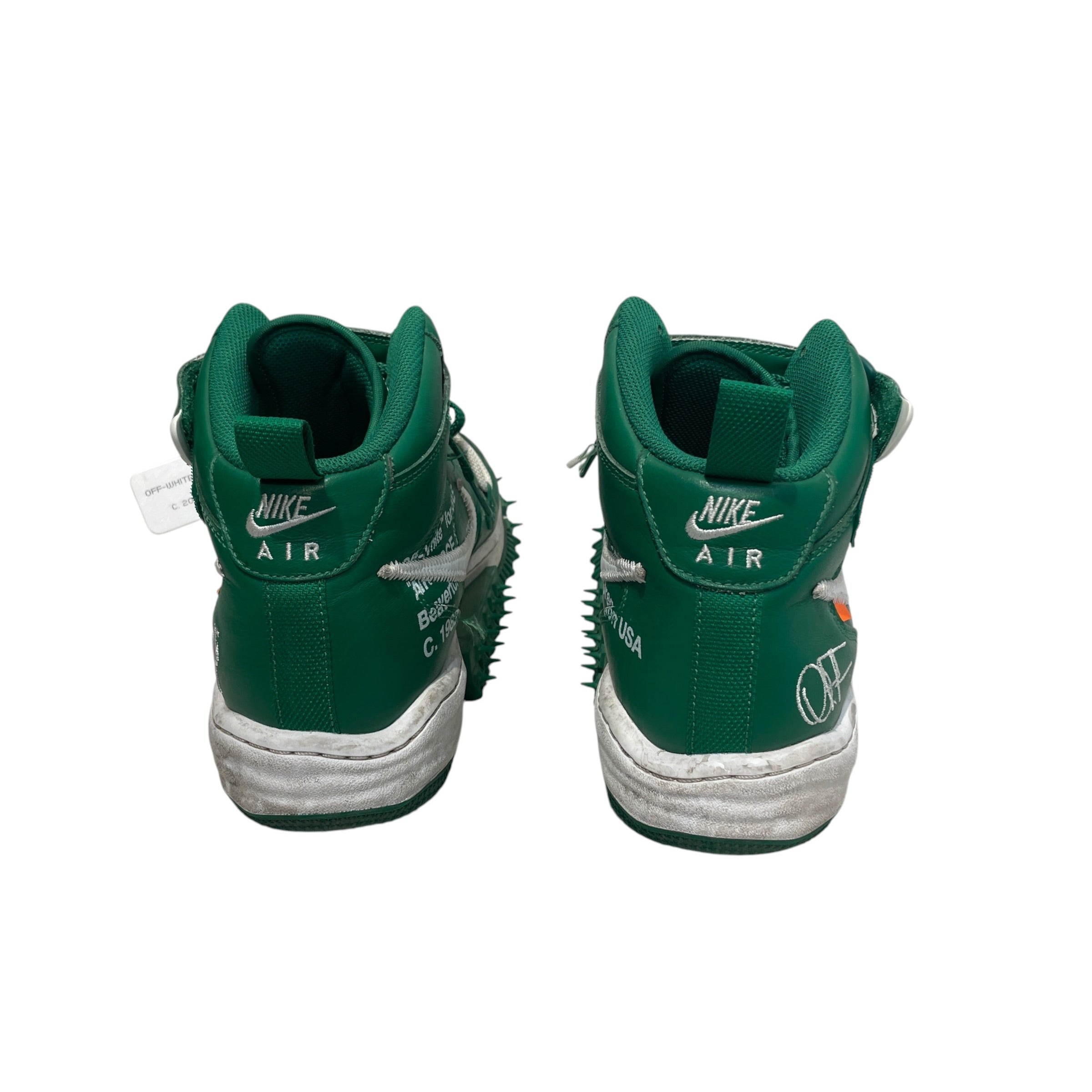 NIKE/OFF-WHITE/Hi-Sneakers/US 10/Leather/GRN/Air Force 1 Mid White-Pine view 4