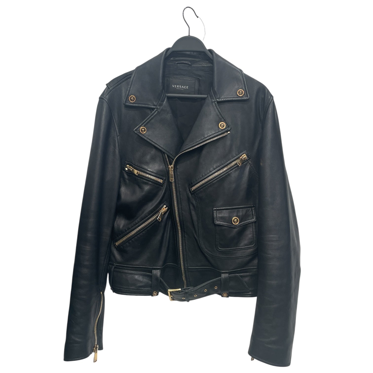VERSACE/Leather Jkt/52/Leather/BLK/BIKER AW2022 NAPPA LEATHER view 1