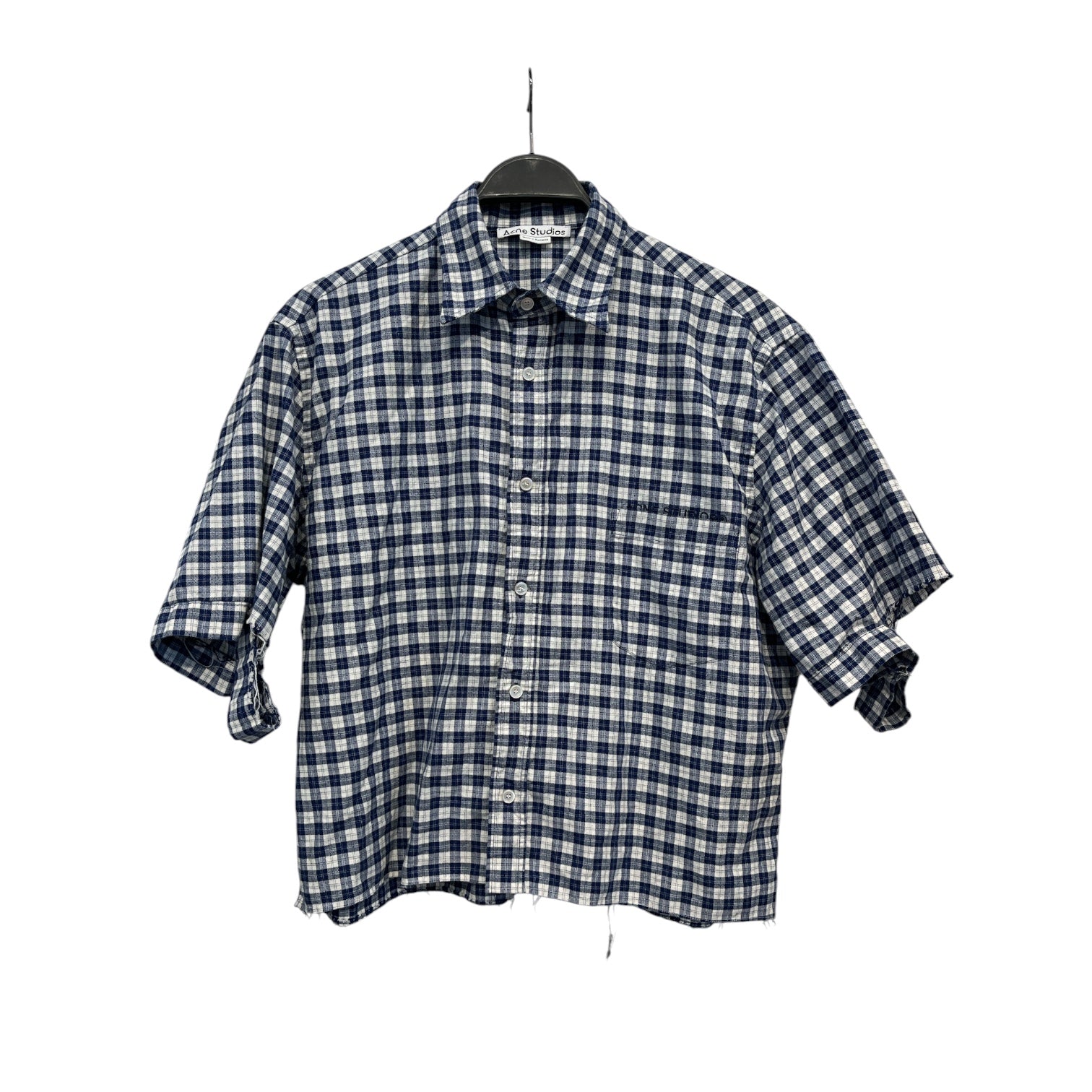 Acne Studios/SS Shirt/44/Cotton/BLU/blue check distressed view 1