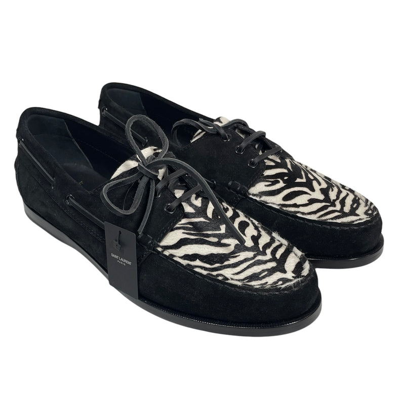 SAINT LAURENT/Loafers/EU 46/Animal Pattern/Leather/BLK/ZEBRA PATTERN