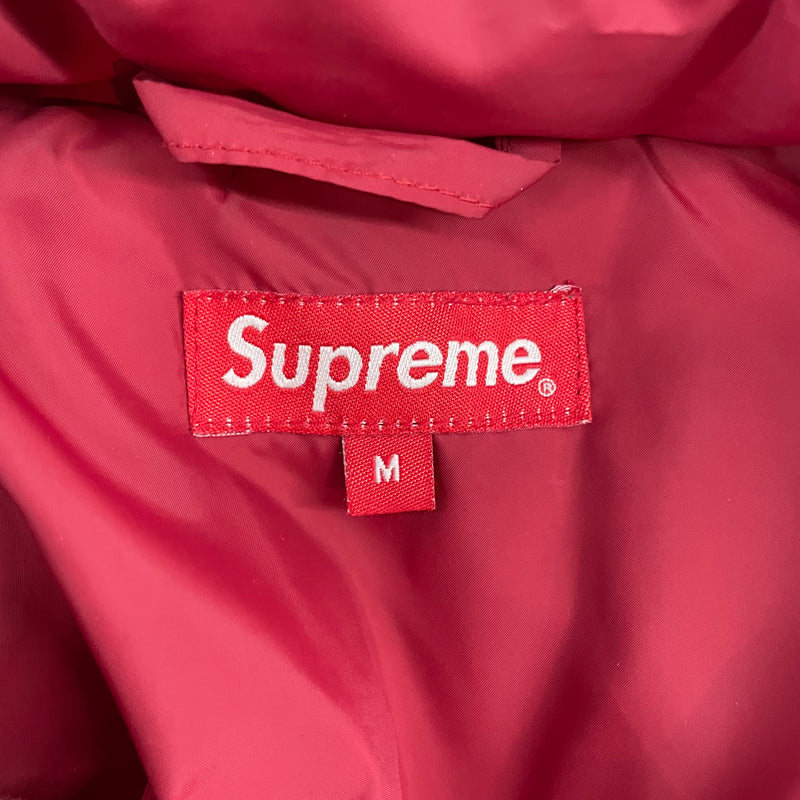 Supreme/Puffer Jkt/M/Nylon/RED/GOLD STRIPE / SNAP HOOD