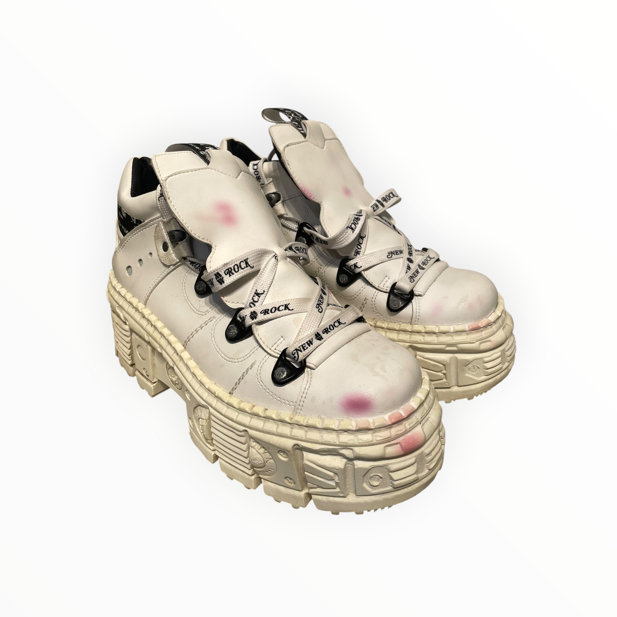 NEW ROCK/Boots/US 13/Faux Leather/WHT/ view 1