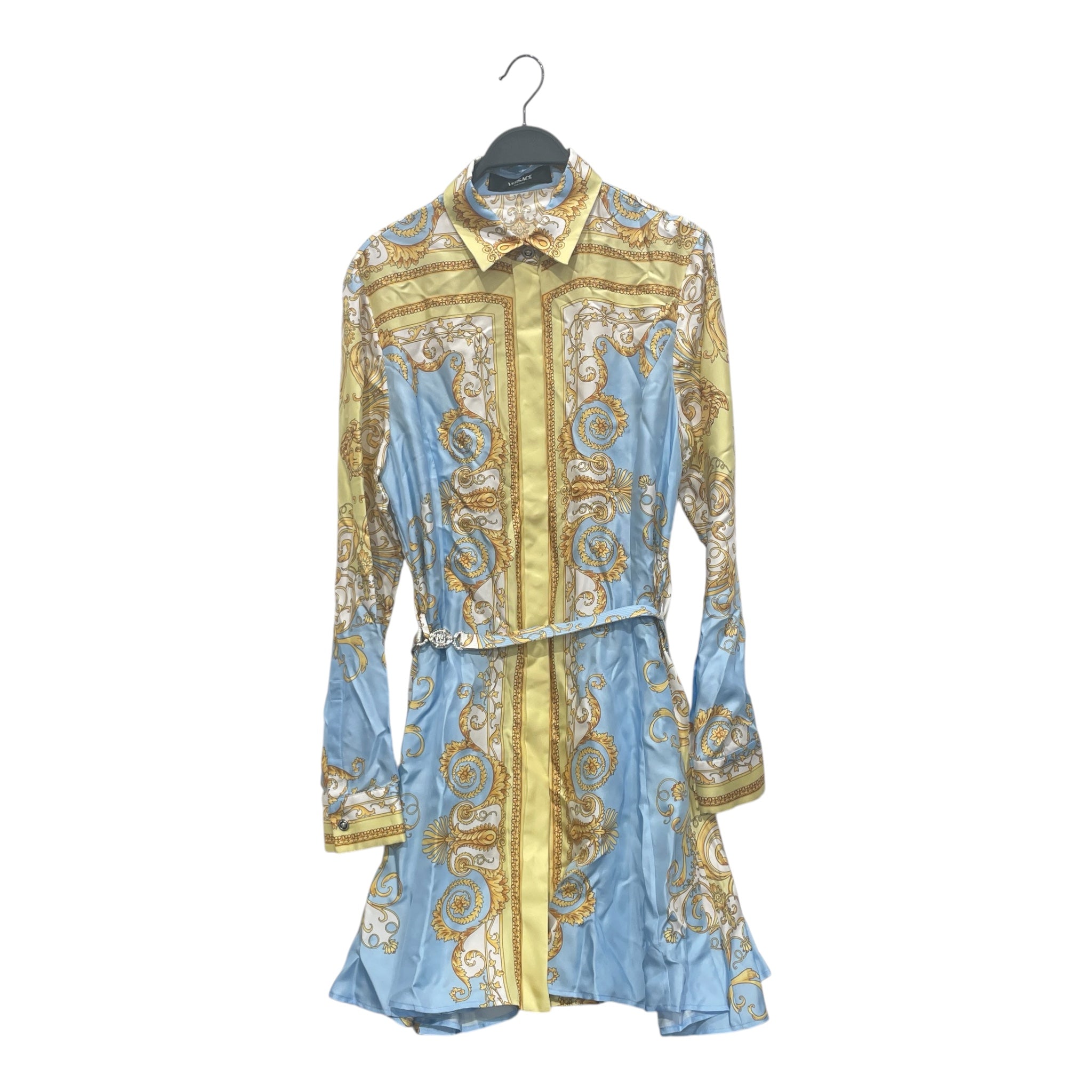 VERSACE/LS Dress/42/All Over Print/Silk/MLT/MINI SHIRT DRESS BUTTER YELLOW view 1