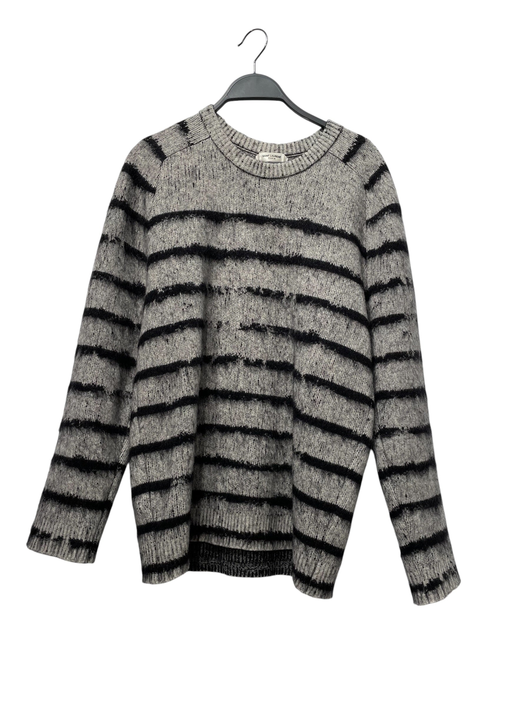 SAINT LAURENT/Sweater/Stripe/Mohair/GRY/DRIFT STRIPE MOHAIR SLP view 1