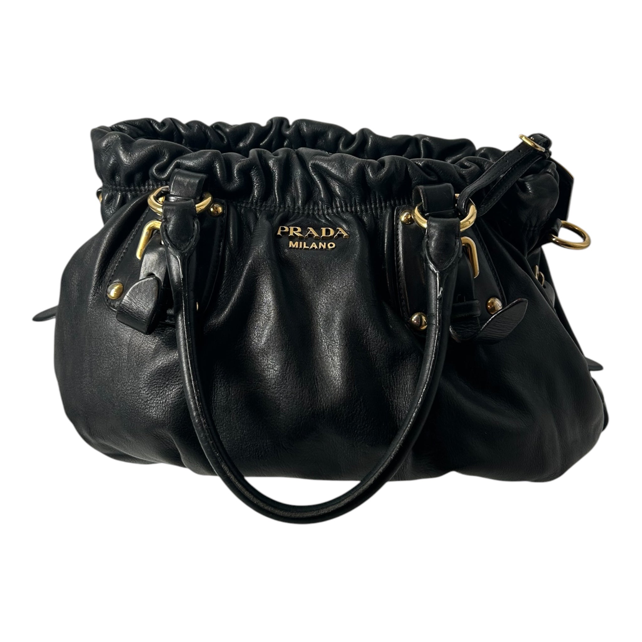 PRADA/Bag/BLK/CALFSKIN VITELLO GATHERED BAG view 1