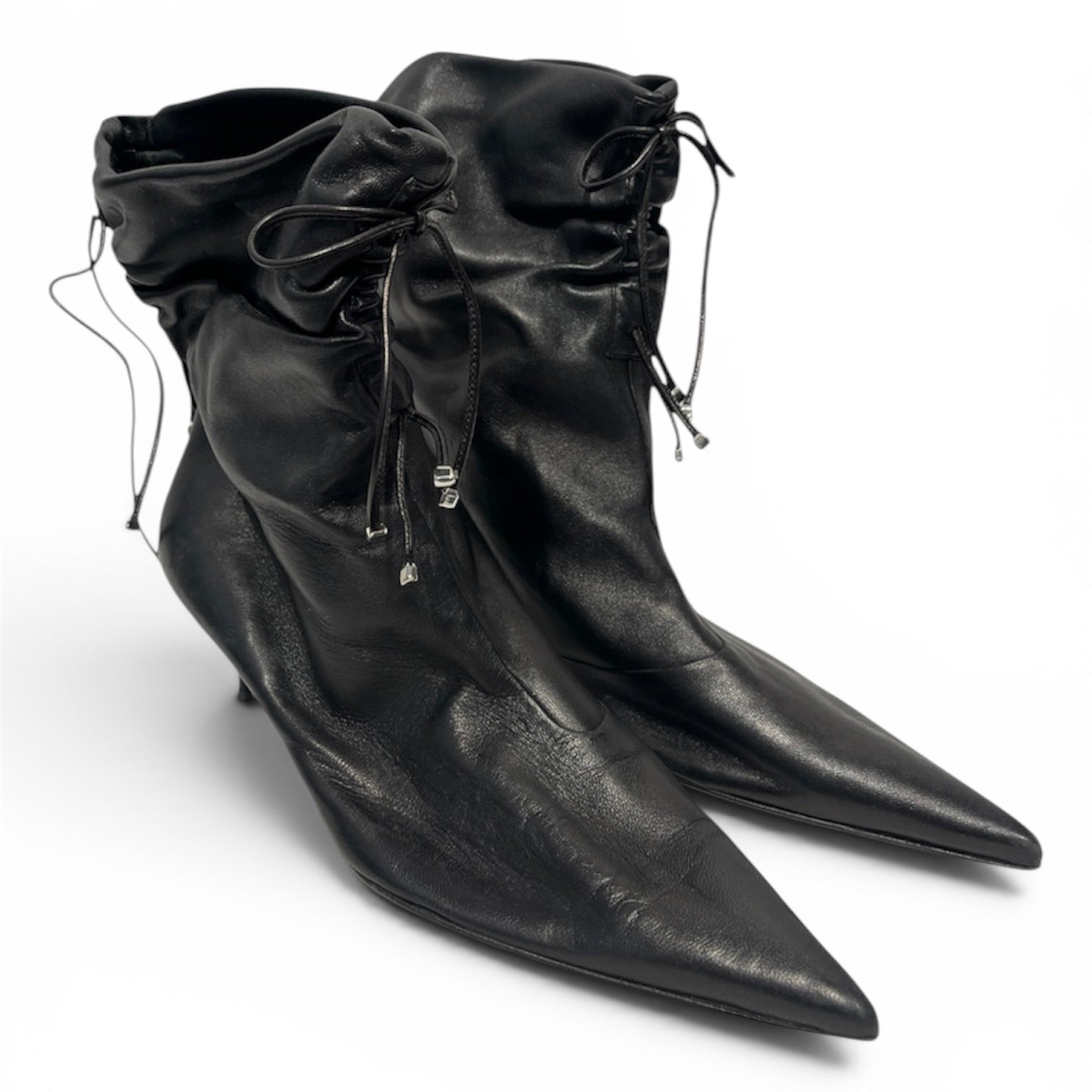 DOLCE&GABBANA/Boots/EU 42/Leather/BLK/POINTED TOE BLACK STRINGS view 1