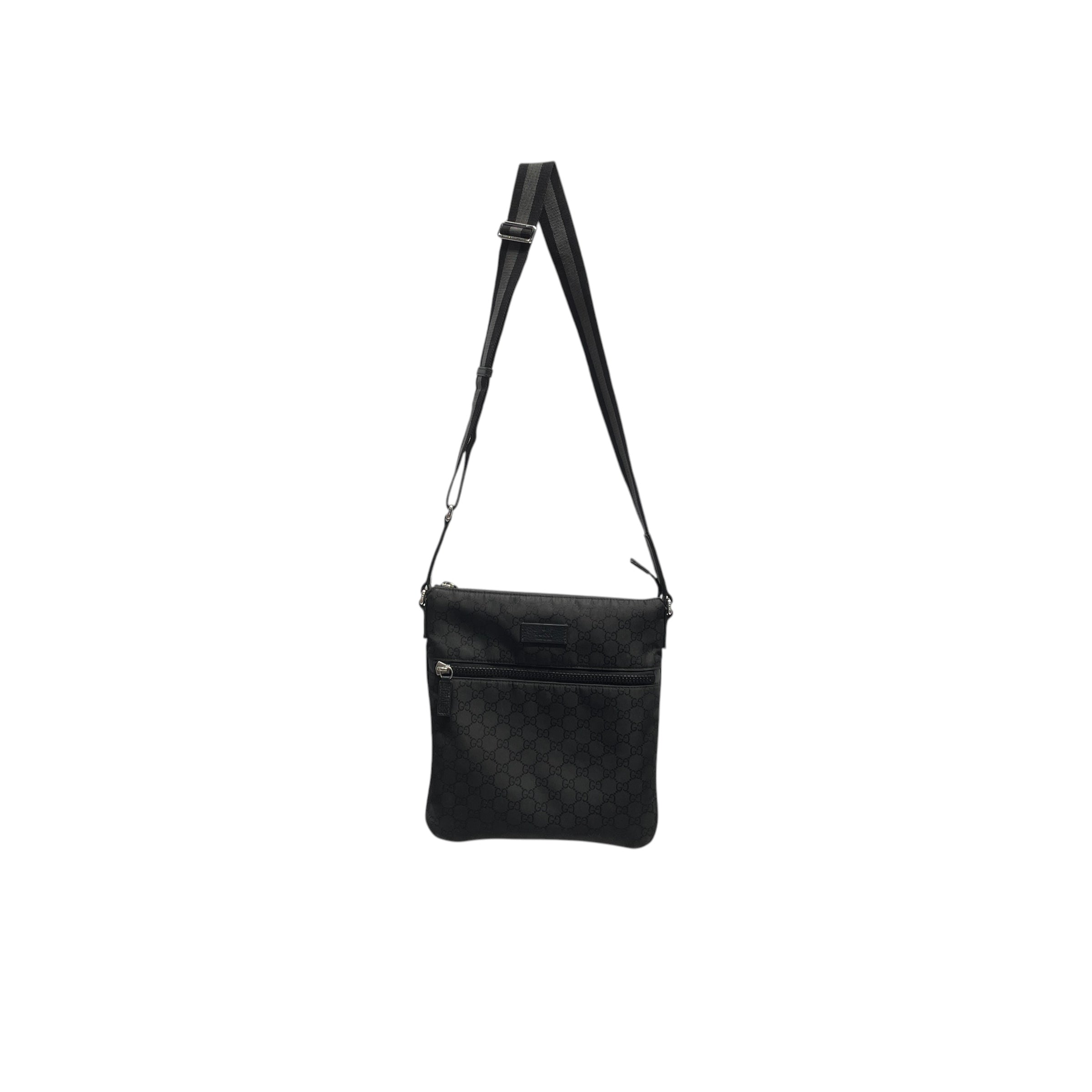 GUCCI/Cross Body Bag/Monogram/Nylon/BLK/gg black web view 1