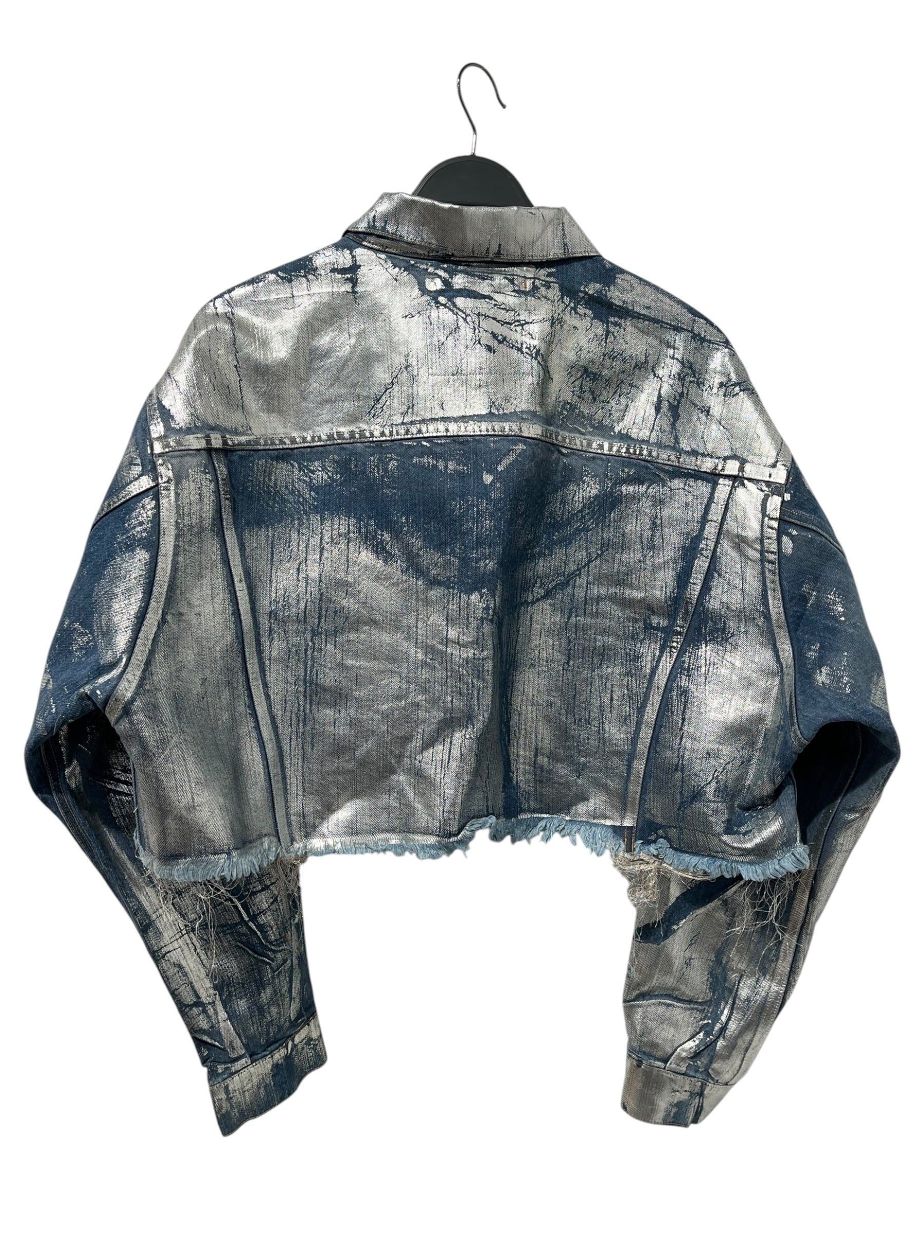 doublet/Jacket/S/Cotton/SLV/Single Breasted/CROPPED SILVER PAINT FOIL view 2