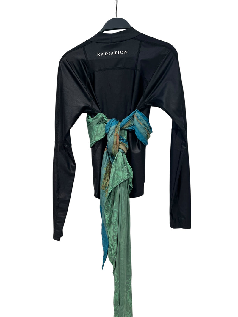 MARINE SERRE/LS T-Shirt/L/Acrylic/BLK/poly shirt w multicolor ties