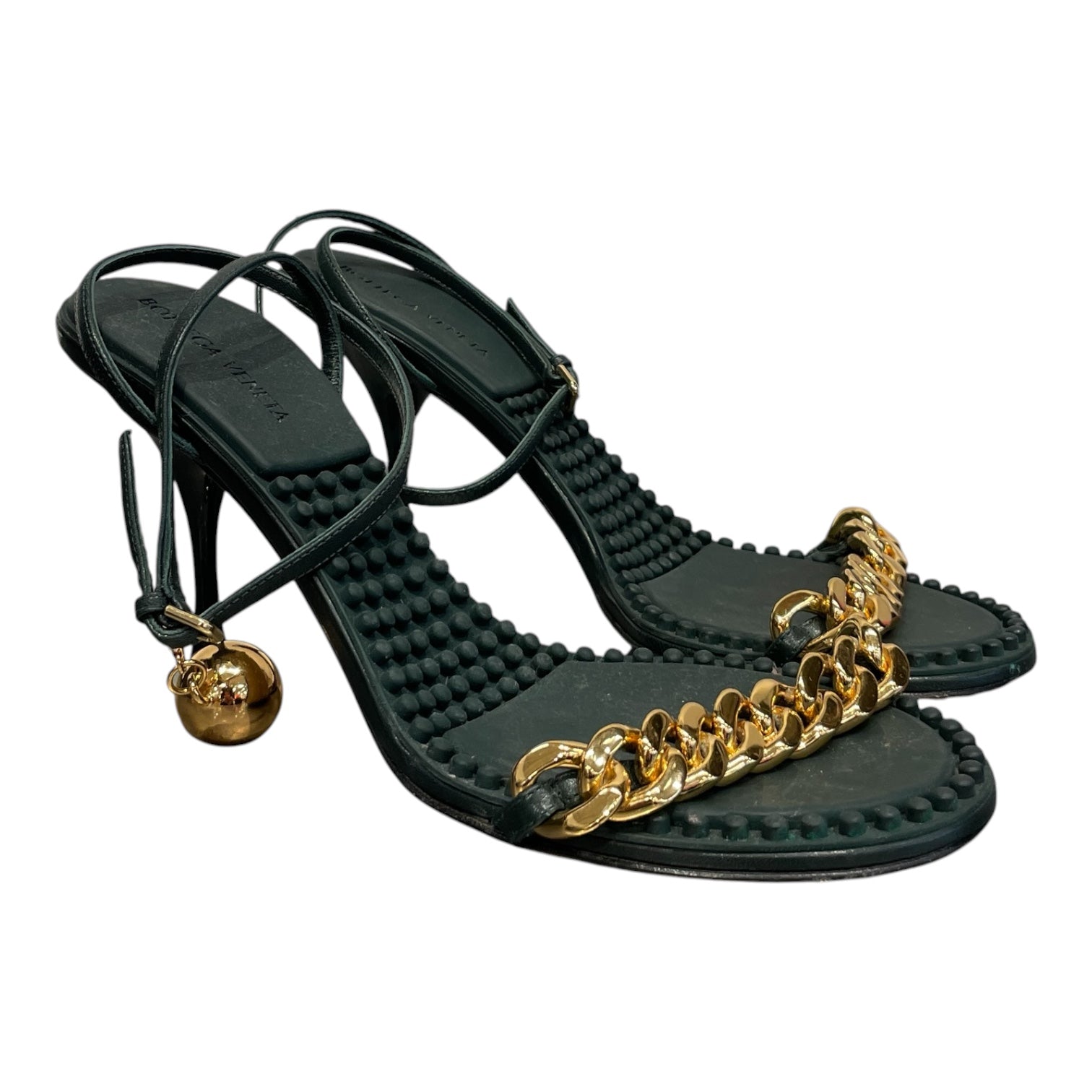 BOTTEGA VENETA/Heels/EU 39/Leather/GRN/Womens green dot leather chain view 1